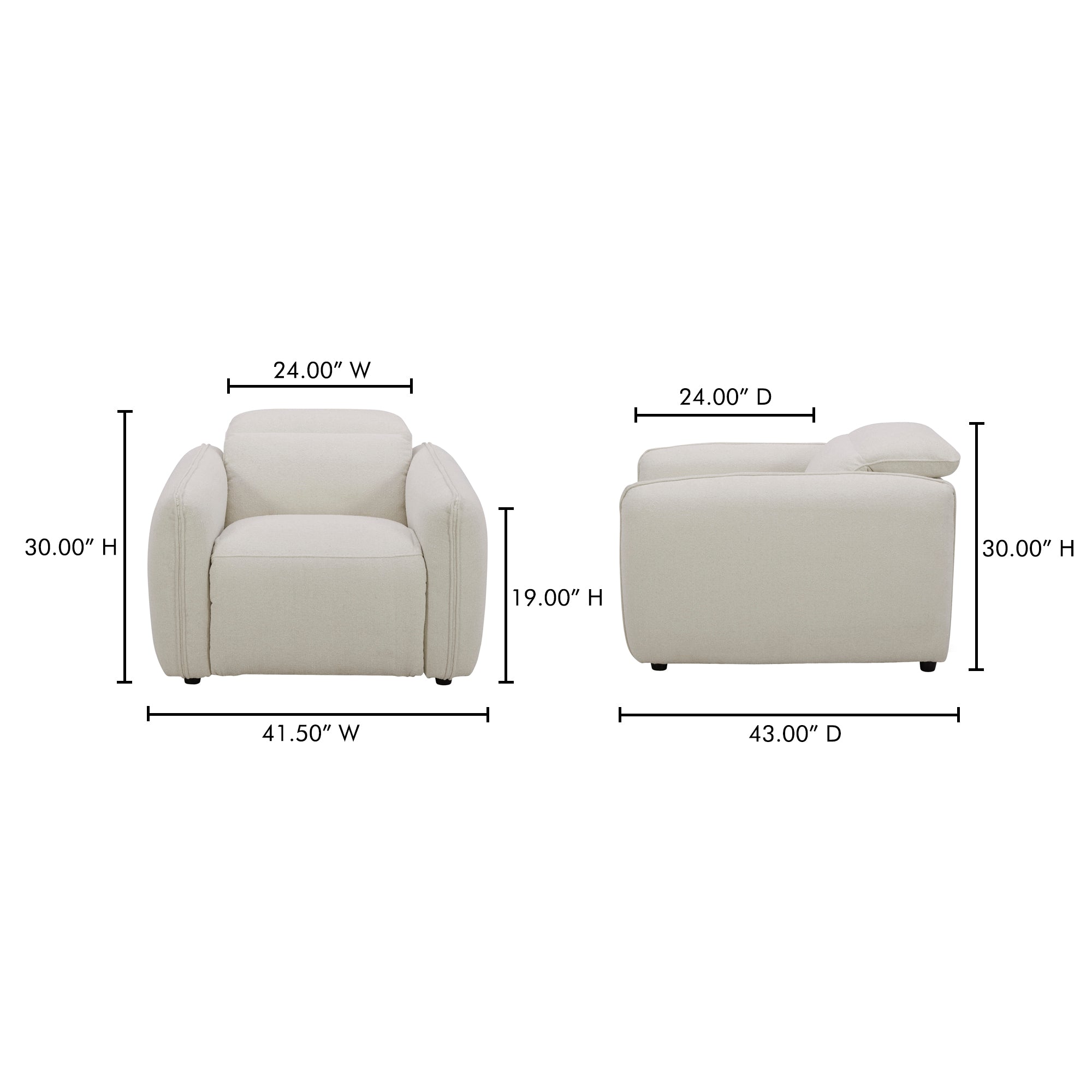 Moes Eli Power Recliner Chair Warm White KQ-1027-18-USA