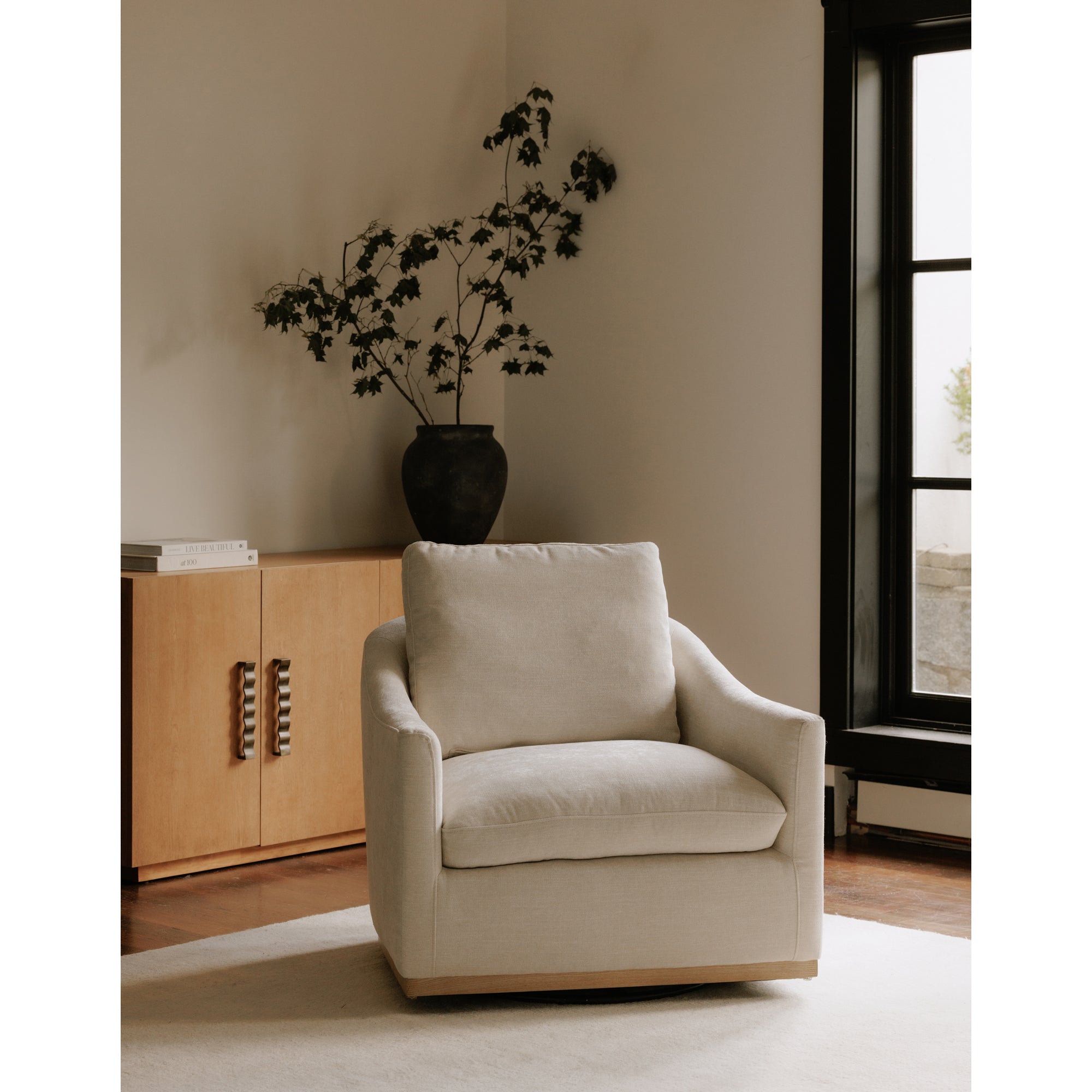 Moes Linden Swivel Chair Soft Beige KQ-1029-34-USA