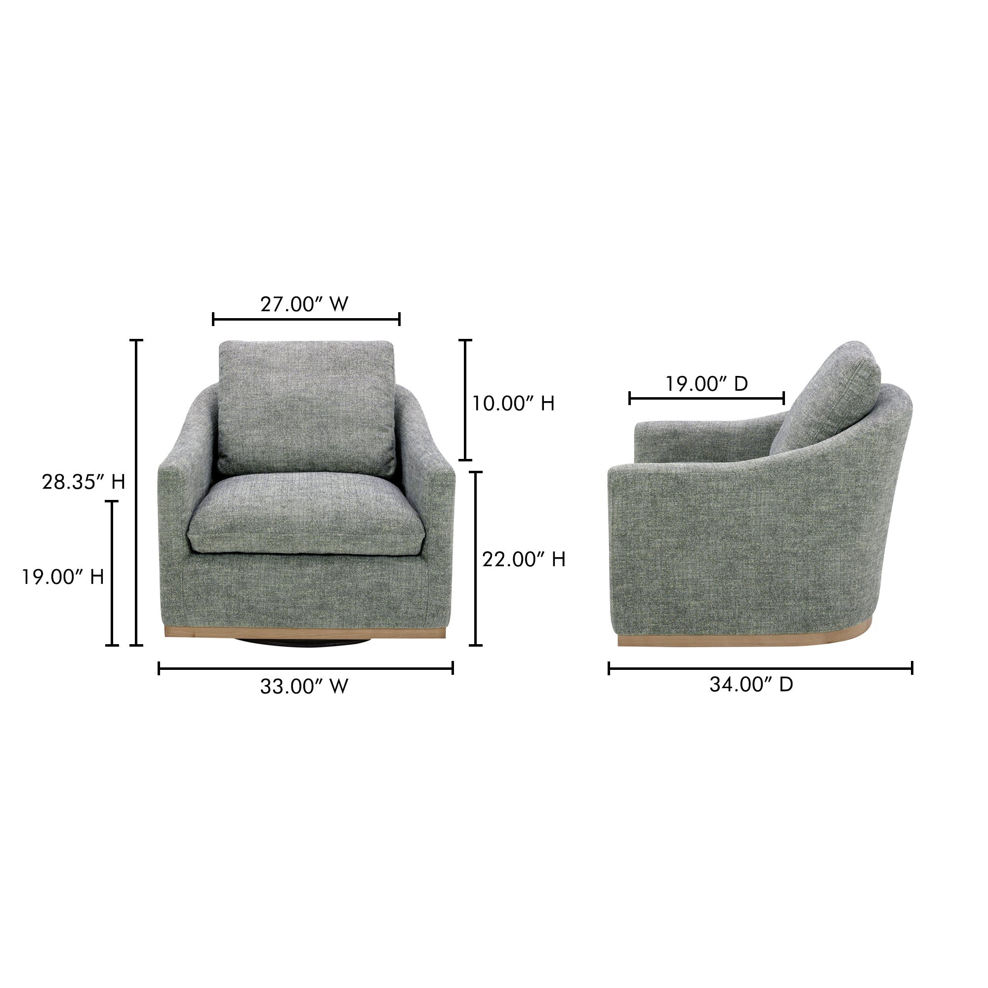 Moes Linden Swivel Chair Slated Moss KQ-1029-37-USA