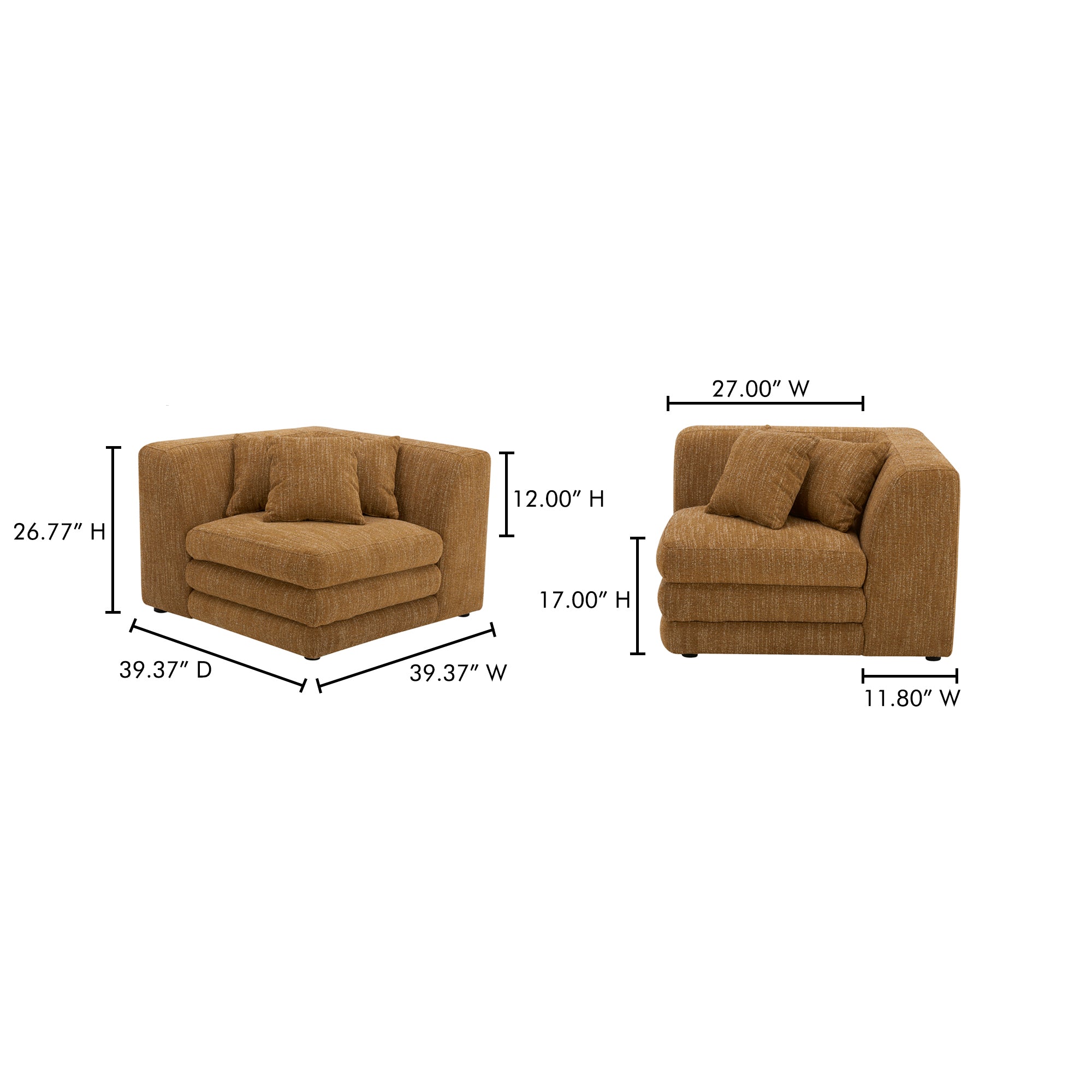 Moes Lowtide Corner Chair Amber Glow KQ-1030-09-USA