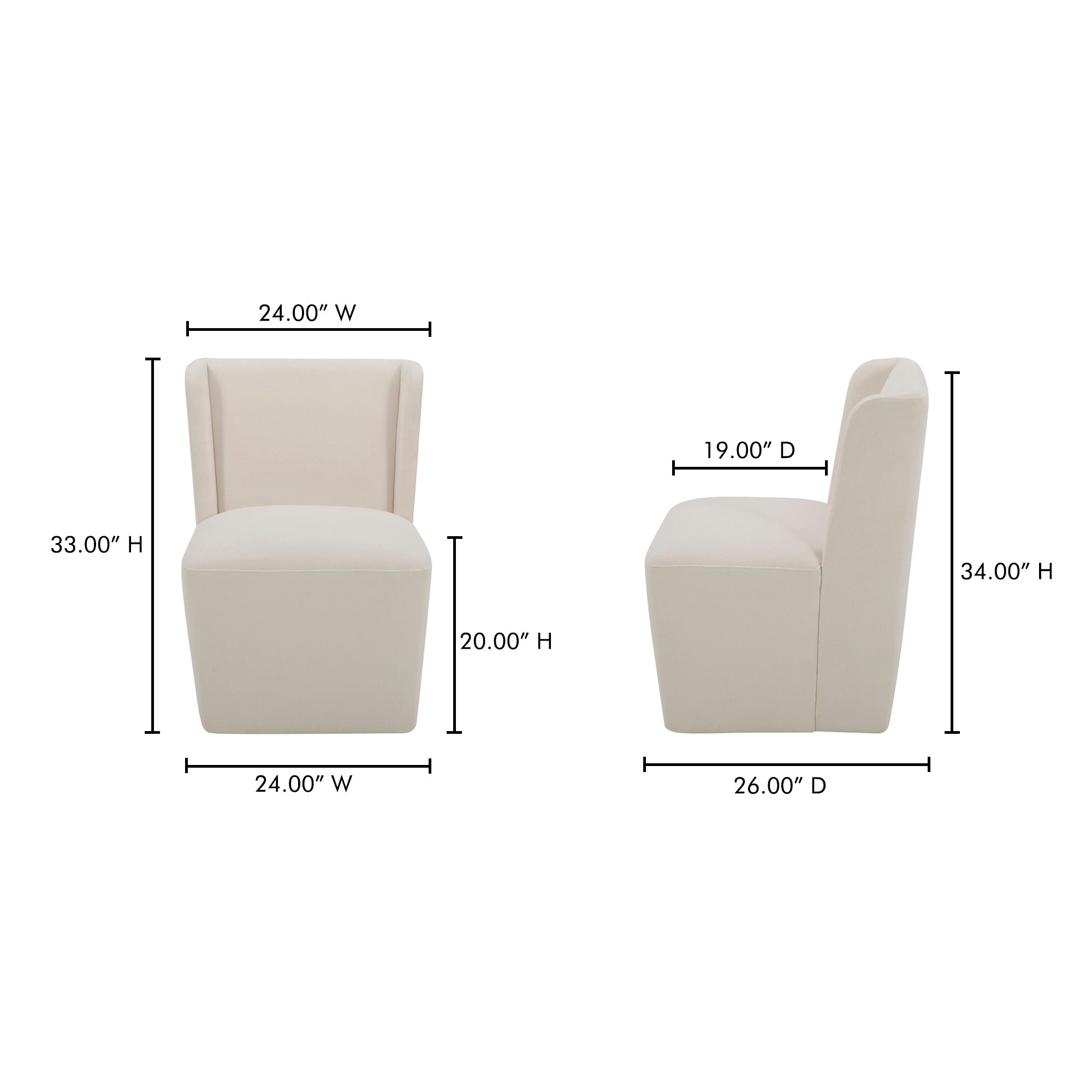 Moes Cormac Rolling Dining Chair Cream KQ-1035-05-USA