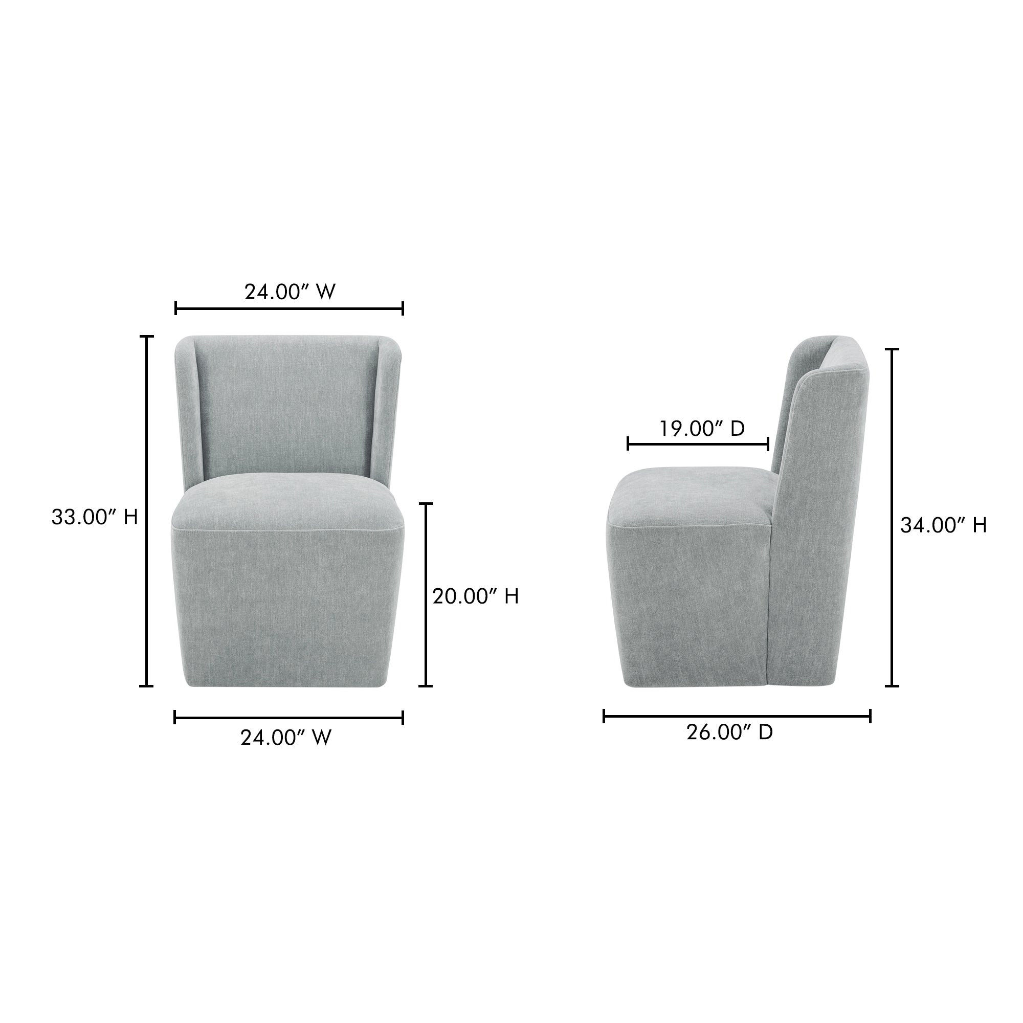 Moes Cormac Rolling Dining Chair Slate Green KQ-1035-16-USA