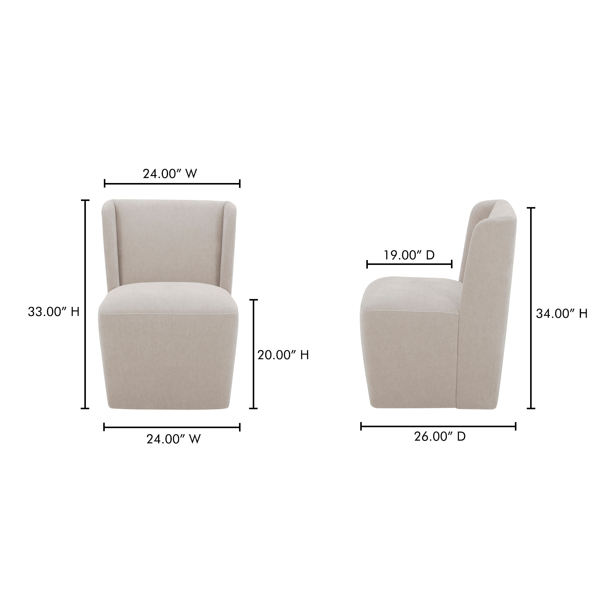 Moes Cormac Rolling Dining Chair Warm Sand KQ-1035-39-USA