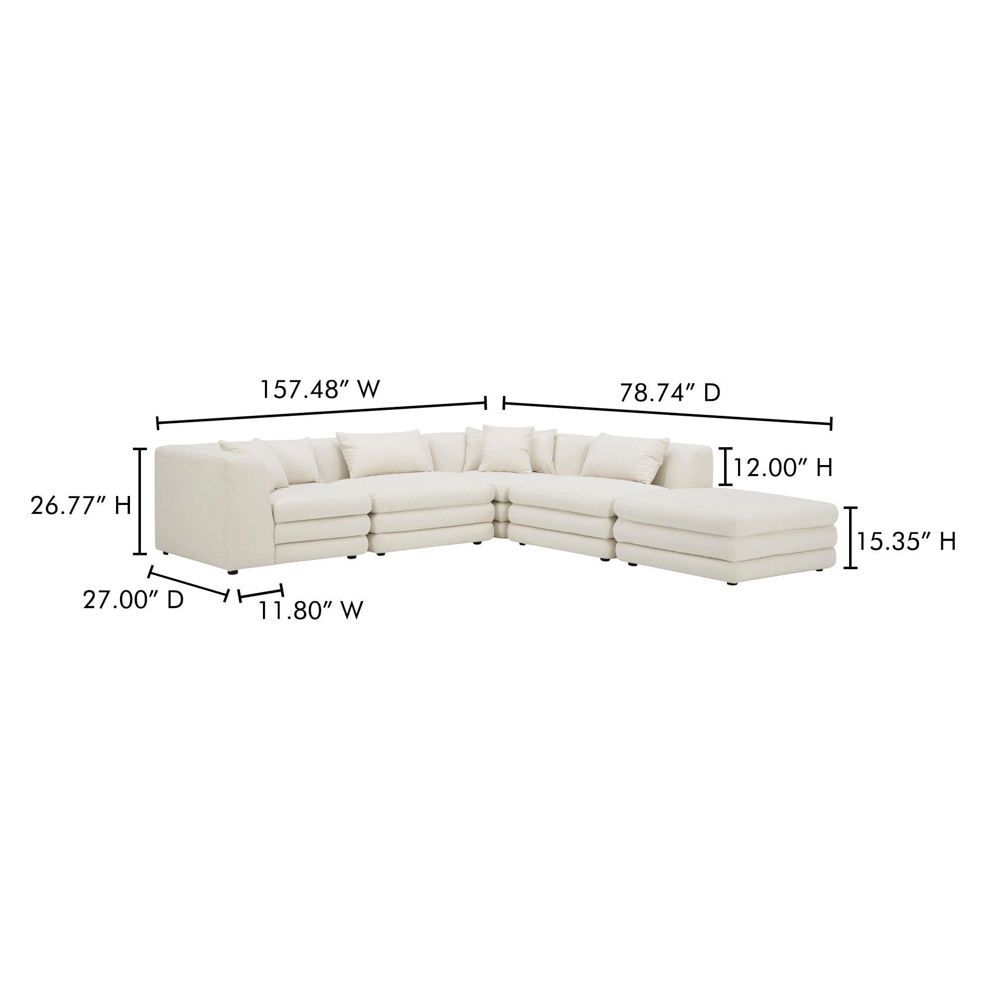 Moes Lowtide Dream Modular Sectional Warm White KQ-1040-18