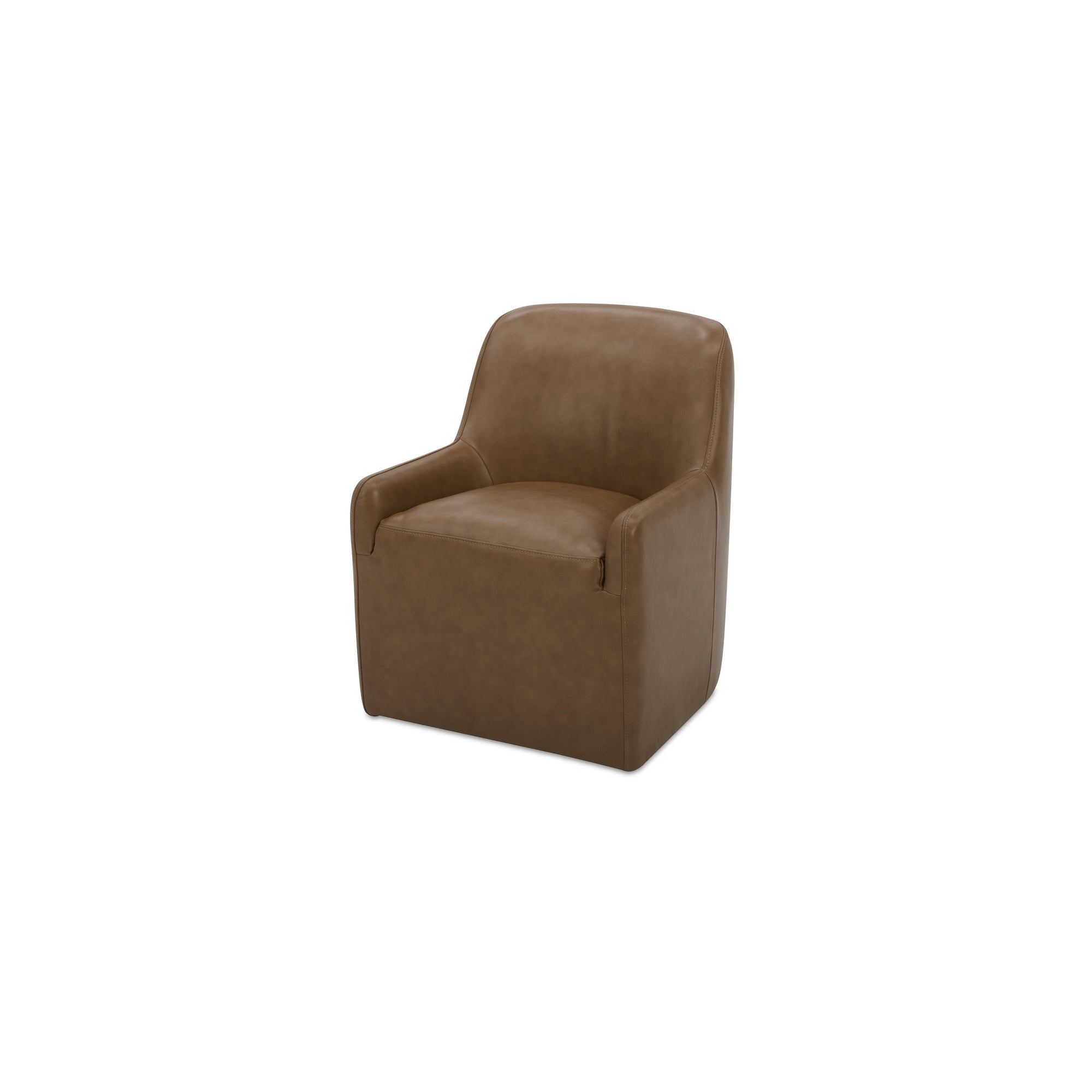 Moes Maisie Rolling Dining Chair Tan Leather KQ-1045-40-USA