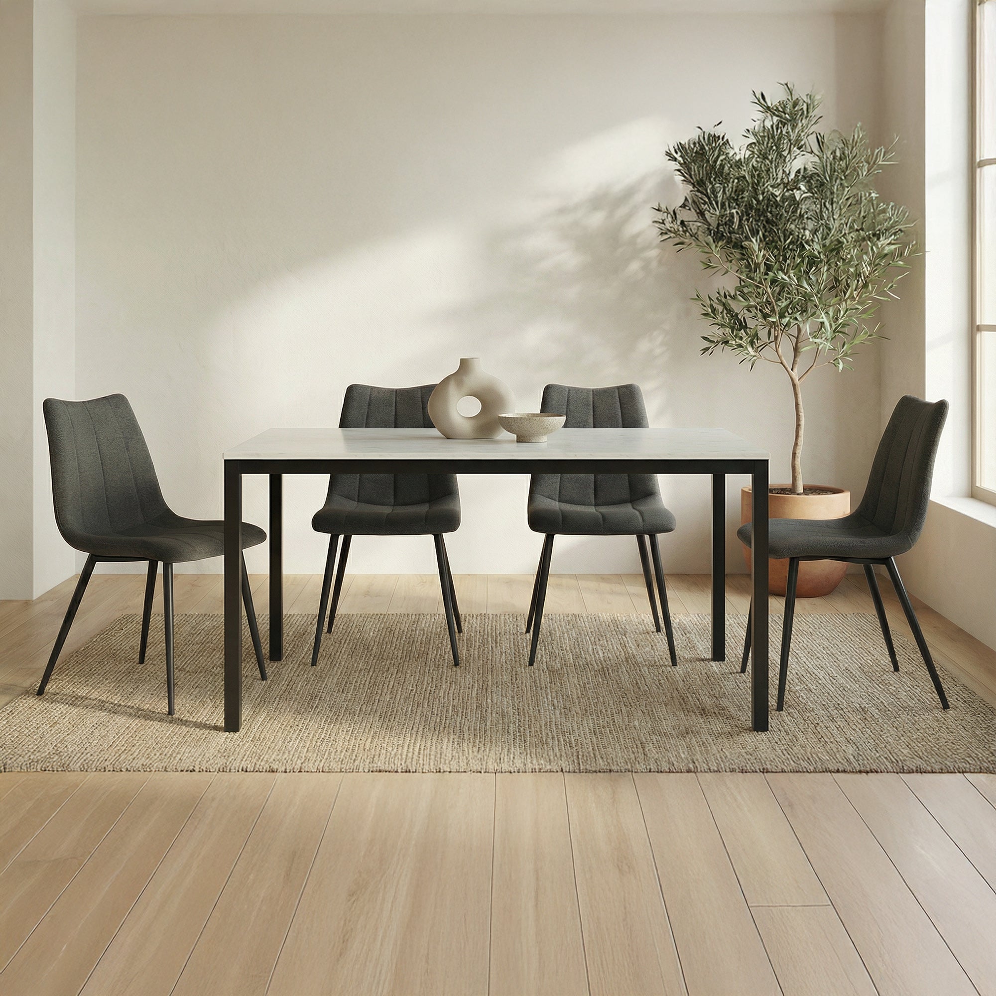 Moes Parson Marble Small Dining Table White KY-1021-02-0