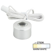 Hardware Resources 105 Lumens/Fixture 12-volt Accent Output Mini Round Series Puck Light, Single-White, Brushed Aluminum