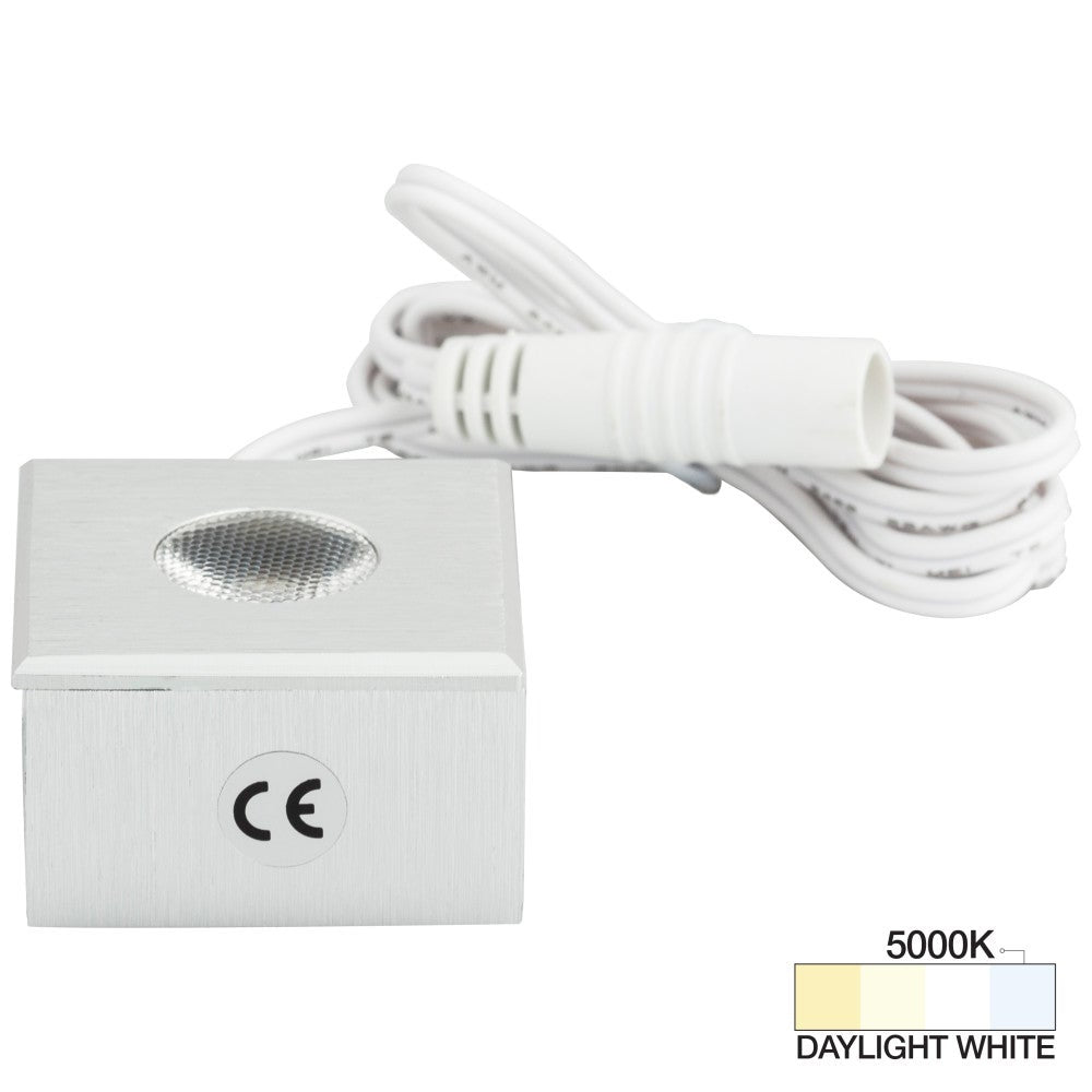 Hardware Resources 105 Lumens/Fixture 12-volt Accent Output Mini Square Series Puck Light, Single-White, Brushed Aluminum