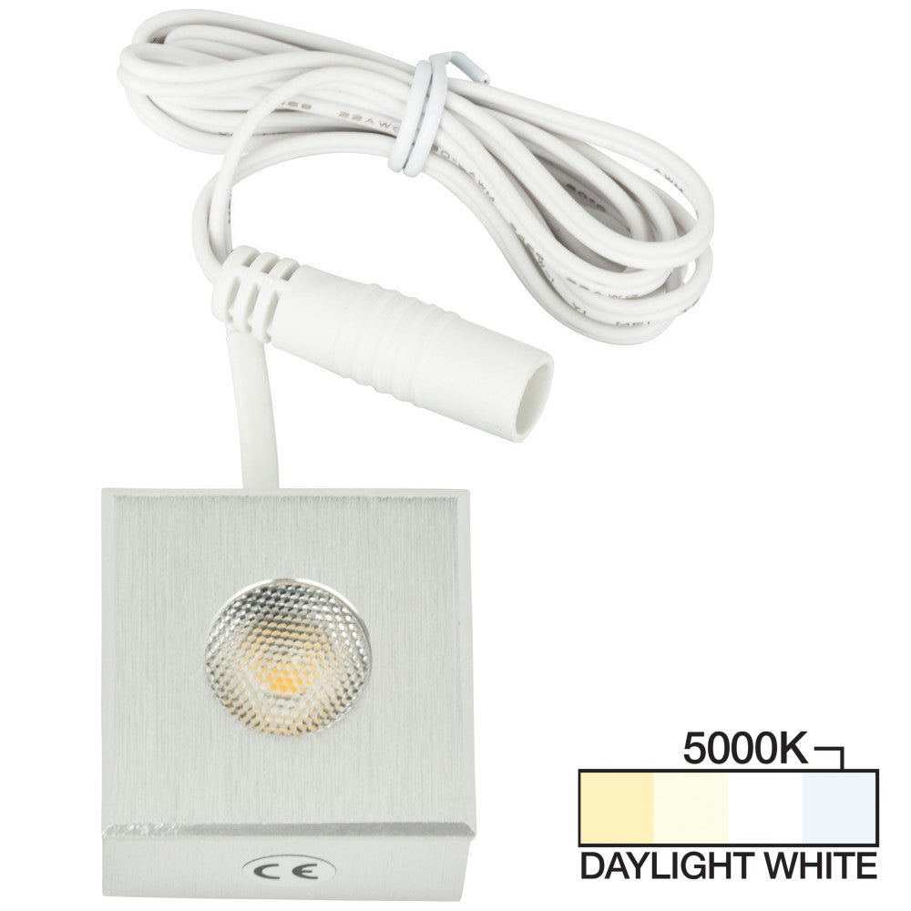Hardware Resources 105 Lumens/Fixture 12-volt Accent Output Mini Square Series Puck Light, Single-White, Brushed Aluminum