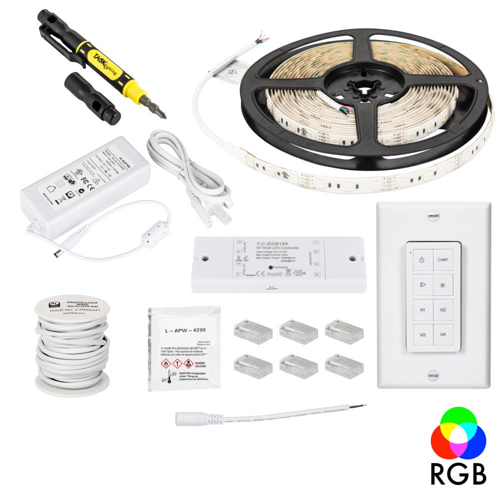 Hardware Resources 16 Ft. 130 Lumens/Ft.. 12-volt Accent Output Multi-Color RGB Wireless Controller Tape Light Kit, 1 Zone 1 Area