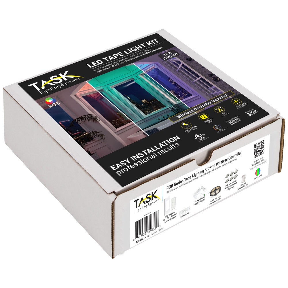 Hardware Resources 16 Ft. 130 Lumens/Ft.. 12-volt Accent Output Multi-Color RGB Wireless Controller Tape Light Kit, 1 Zone 1 Area