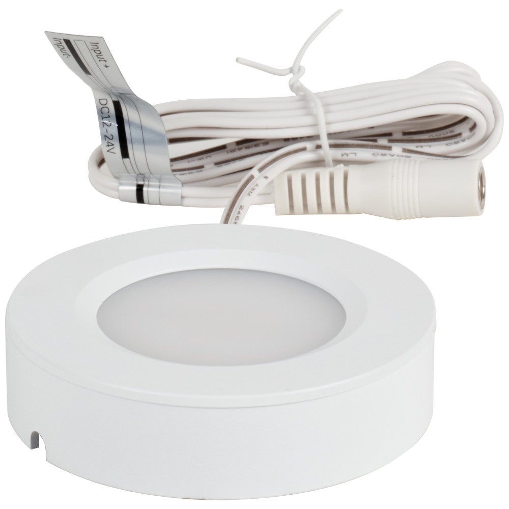Hardware Resources 180 Lumens/Fixture 12-Volt Puck Light, Single-White, Direct-Wire or Barrel Connection