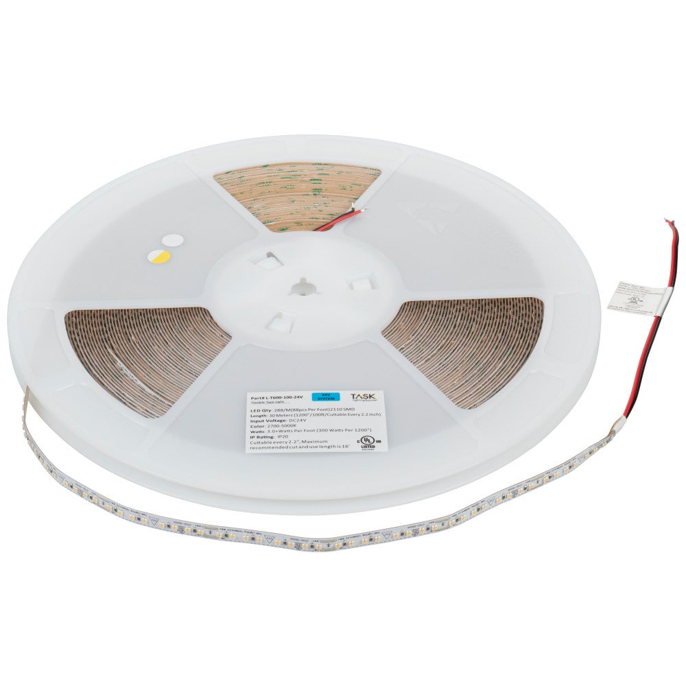 Hardware Resources 100 Ft, 300 Lumens/Ft. 24-volt Standard Output LED Tape Light, Tunable-White, 2700K-5000K