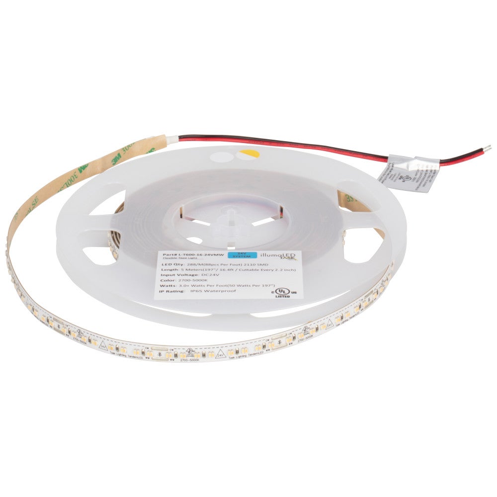 Hardware Resources 16 Ft, 300 Lumens/Ft. 24-volt Standard Output LED Tape Light, Tunable-White, 2700K-5000K