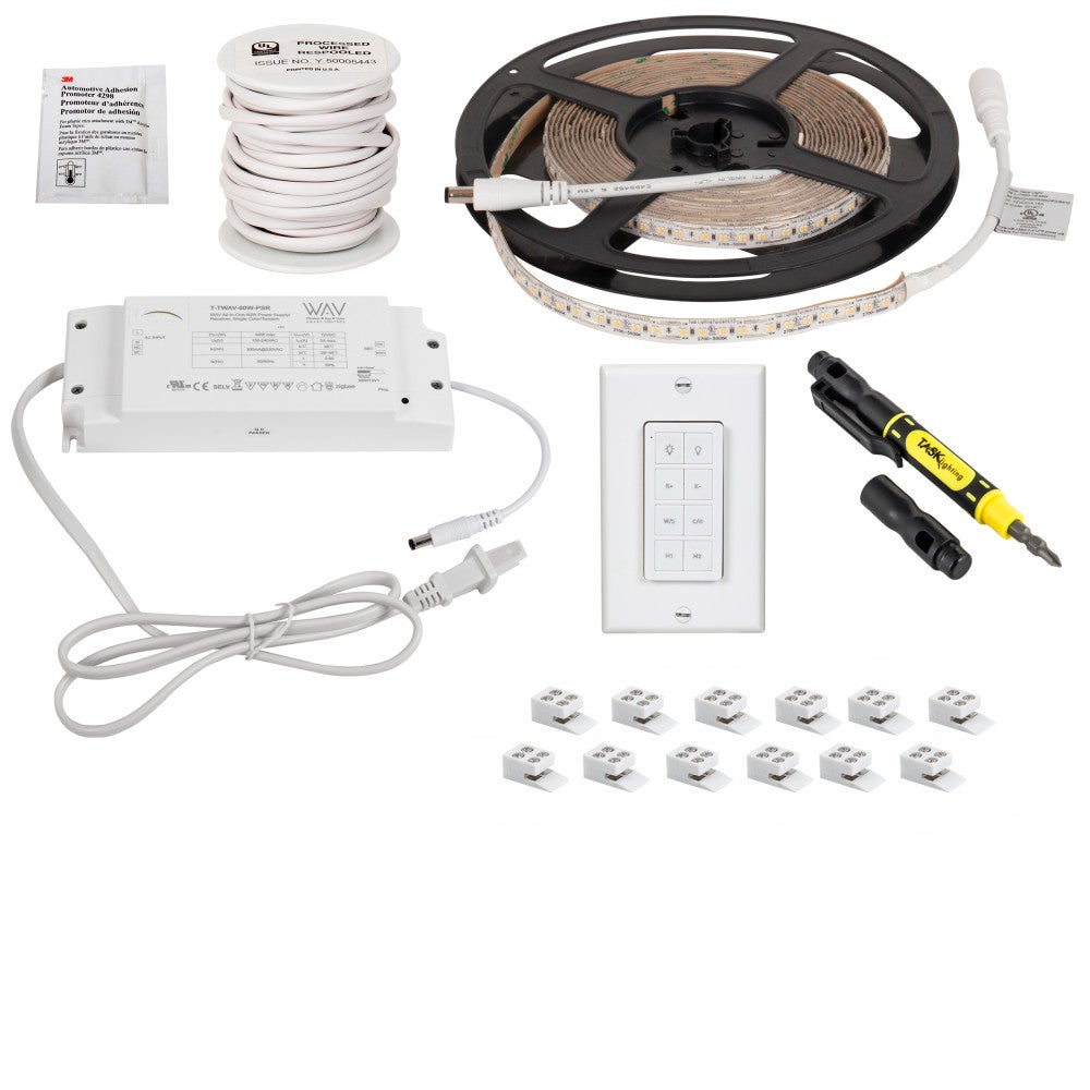 Hardware Resources 16 Ft.. 300 Lumens/Ft.. 12-volt Standard Output Wireless Controller Tape Light Kit 1 Zone 1 Area, Tunable-White, 2700K-5000K (Smart home compatible)