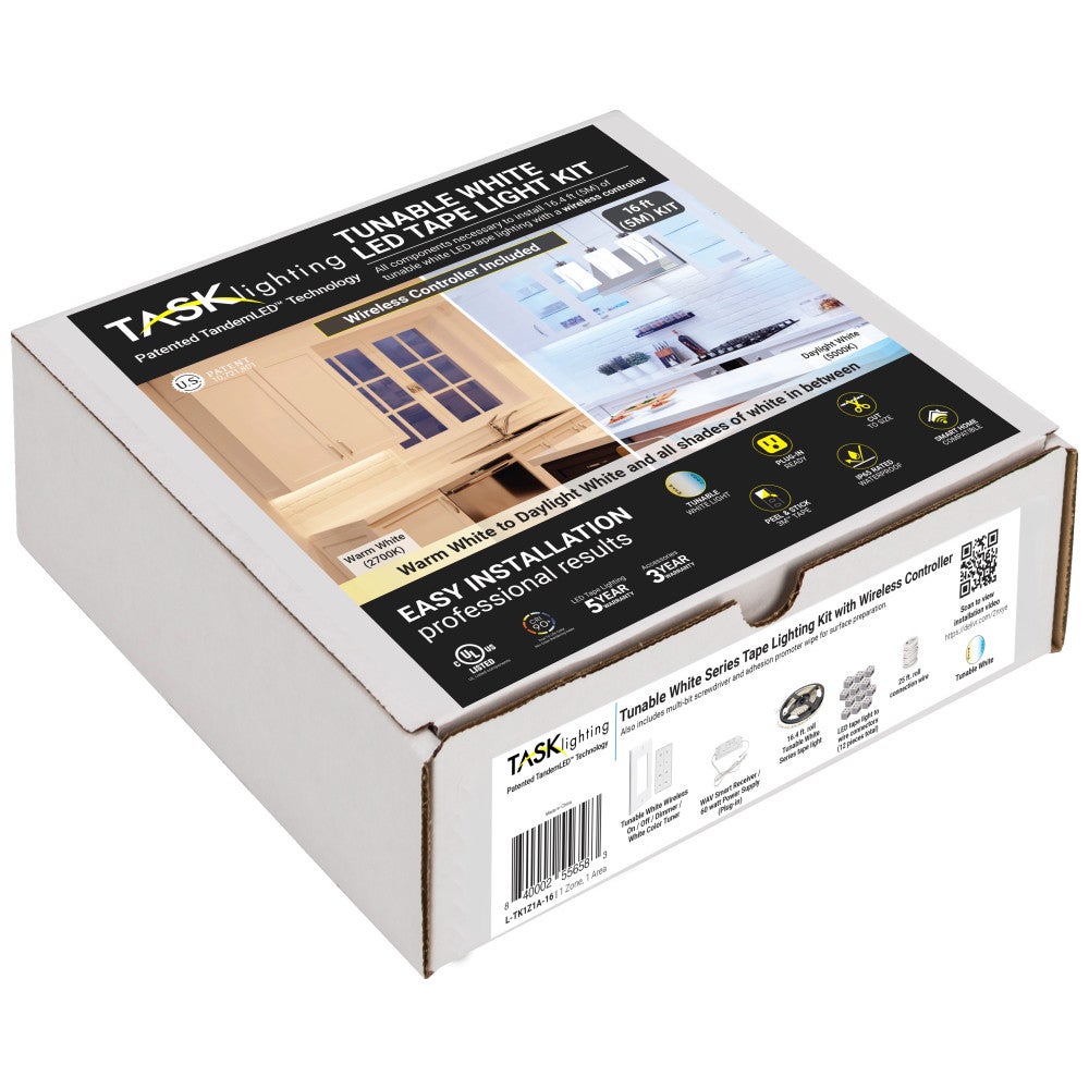 Hardware Resources 16 Ft.. 300 Lumens/Ft.. 12-volt Standard Output Wireless Controller Tape Light Kit 1 Zone 1 Area, Tunable-White, 2700K-5000K (Smart home compatible)
