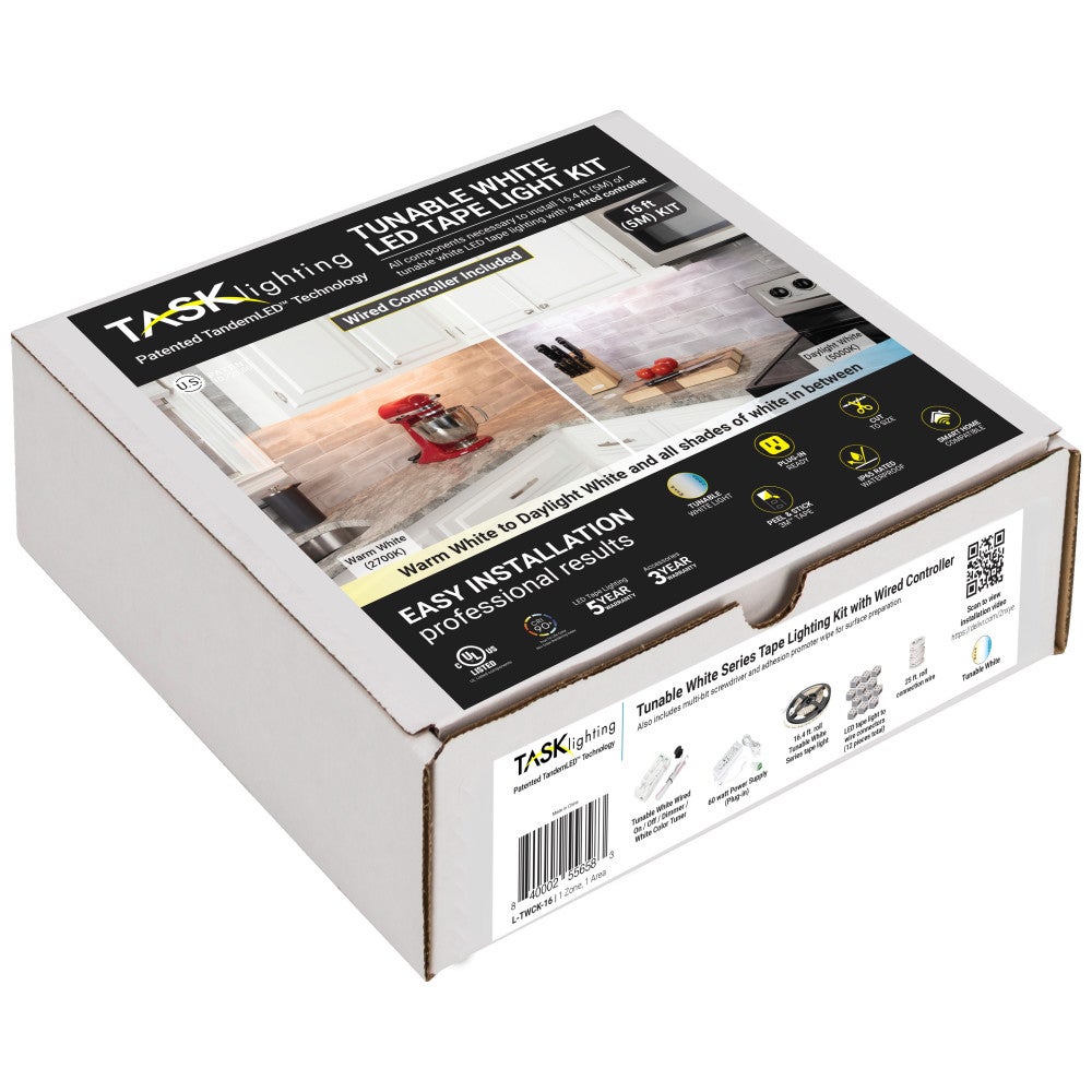 Hardware Resources 16 Ft.. 300 Lumens/Ft.. 12-volt Standard Output Wired Controller Tape Light Kit 1 Zone 1 Area, Tunable-White, 2700K-5000K