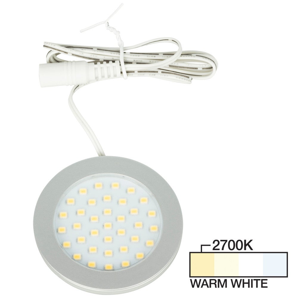 Hardware Resources 190 Lumens/Fixture 12-volt Standard Output Ultra-Thin Series Puck Light, Single-White, Satin Nickel