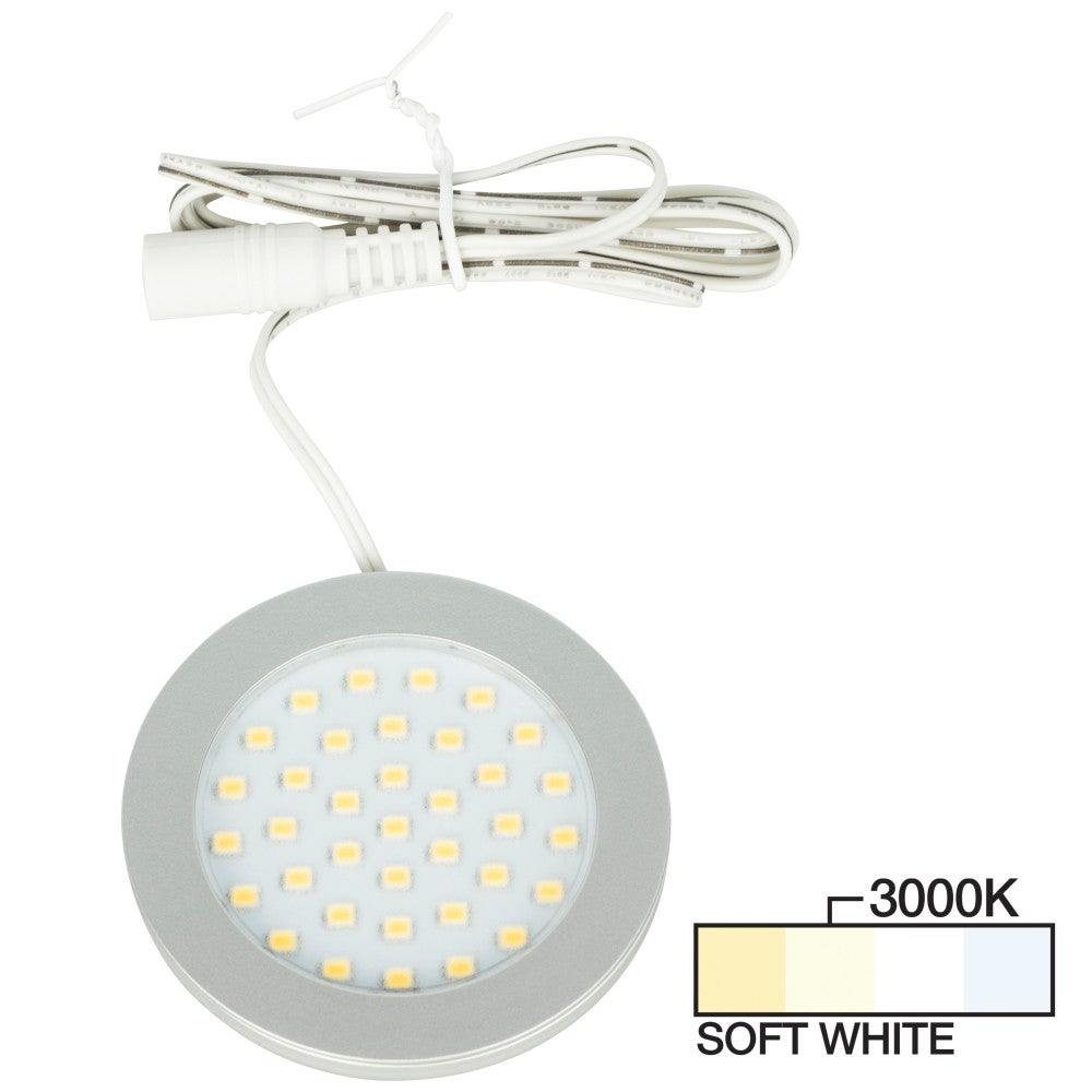Hardware Resources 190 Lumens/Fixture 12-volt Standard Output Ultra-Thin Series Puck Light, Single-White, Satin Nickel