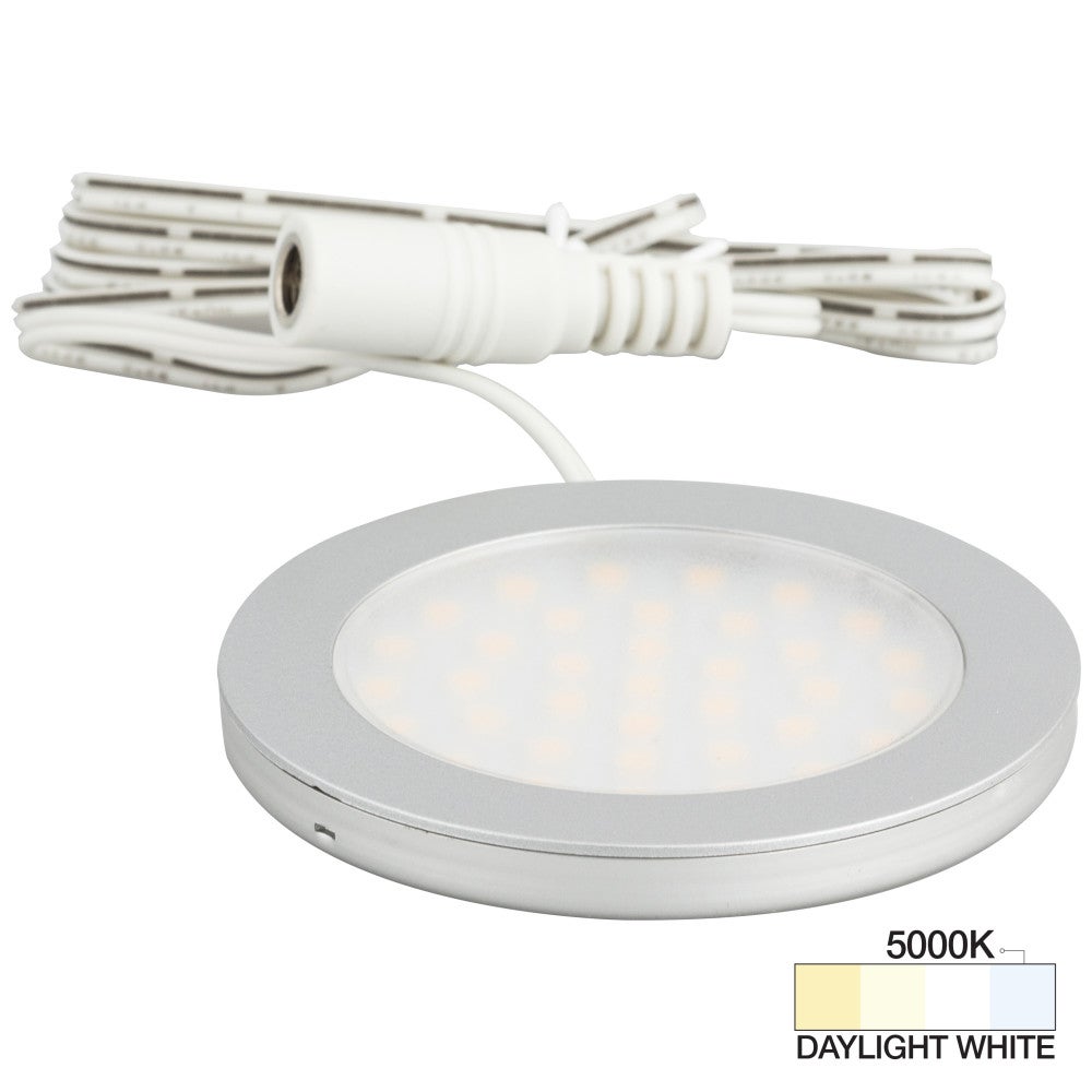 Hardware Resources 190 Lumens/Fixture 12-volt Standard Output Ultra-Thin Series Puck Light, Single-White, Satin Nickel