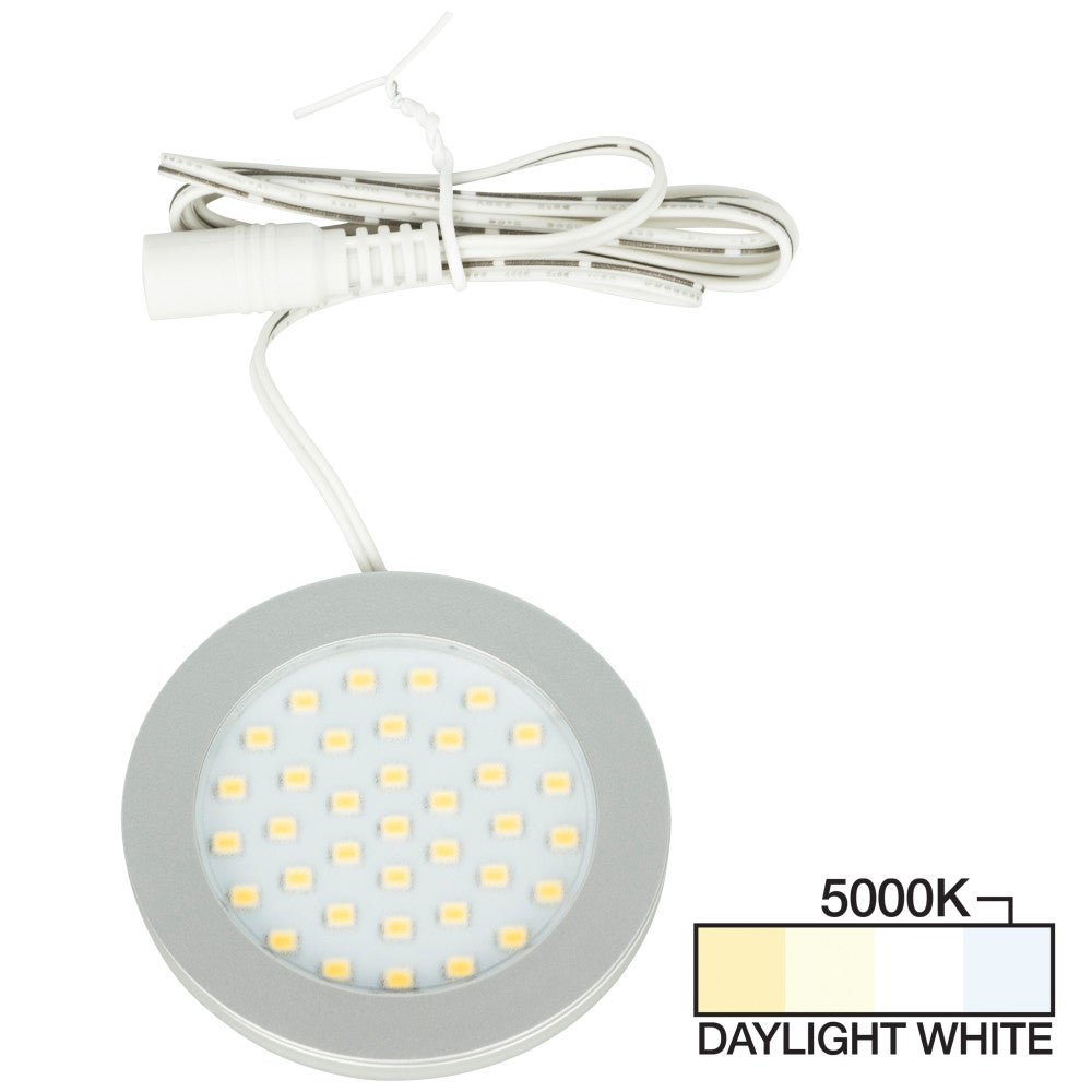 Hardware Resources 190 Lumens/Fixture 12-volt Standard Output Ultra-Thin Series Puck Light, Single-White, Satin Nickel