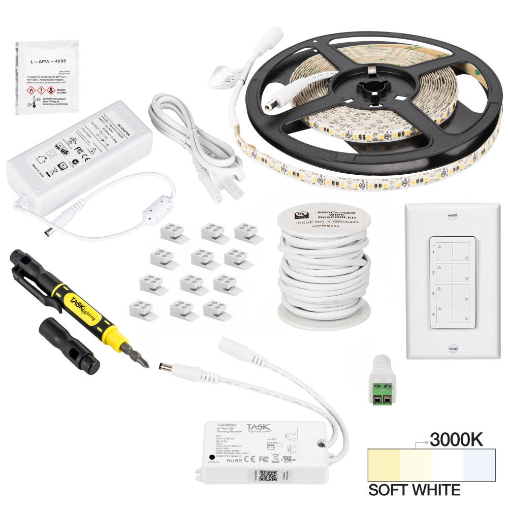 Hardware Resources 16 Ft. 225 Lumens/Ft.. 12-volt Standard Output Quattro Wireless Controller Tape Light Kit, 1 Zone 1 Area