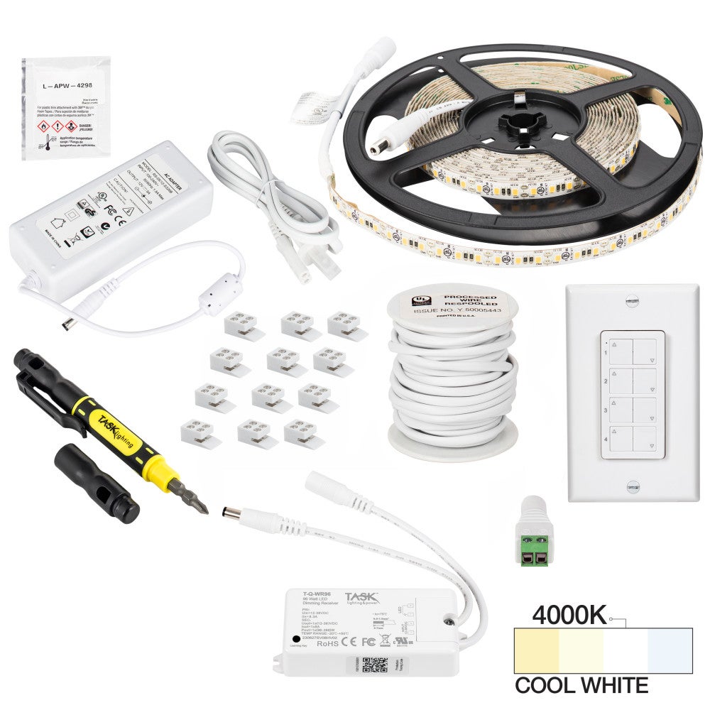 Hardware Resources 16 Ft. 225 Lumens/Ft.. 12-volt Standard Output Quattro Wireless Controller Tape Light Kit, 1 Zone 1 Area