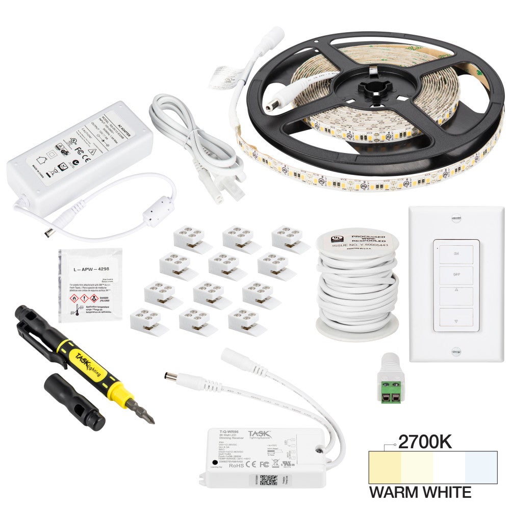 Hardware Resources 16 Ft. 225 Lumens/Ft.. 12-volt Standard Output Uno Wireless Controller Tape Light Kit, 1 Zone 1 Area