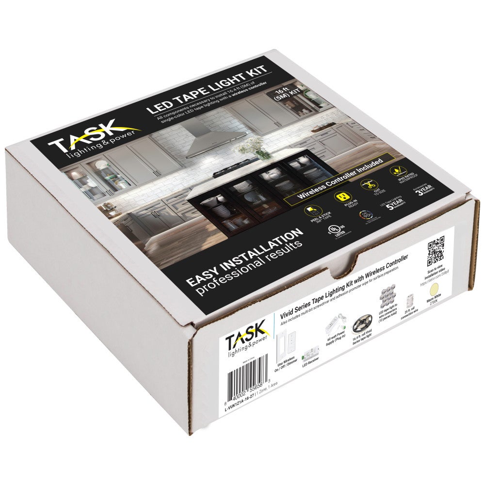 Hardware Resources 16 Ft. 225 Lumens/Ft.. 12-volt Standard Output Uno Wireless Controller Tape Light Kit, 1 Zone 1 Area