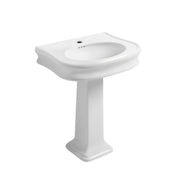 Isabella Collection Traditional Pedestal Sink with Integrated Oval Bowl, Seamless Rounded Decorative Trim, Rear Overflow and Hole Faucet Drill