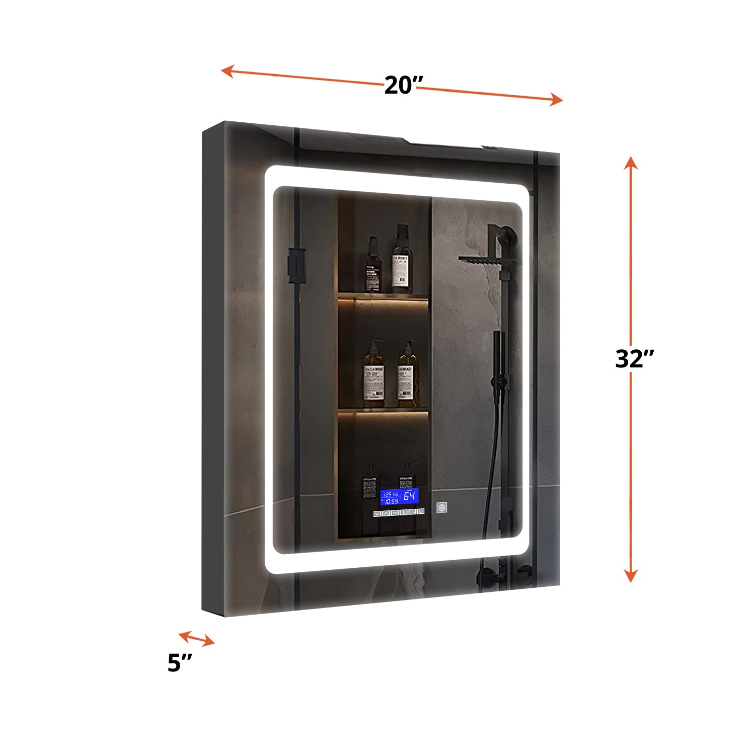 Bracciano 20 in. W x 32 in. H Surface-Mount LED Mirror Medicine Cabinet with Defogger