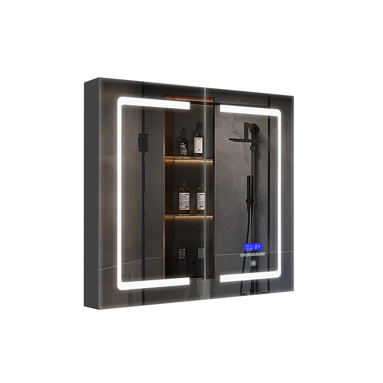 Bracciano 24 in. W x 30 in. H Surface-Mount LED Mirror Medicine Cabinet with Defogger