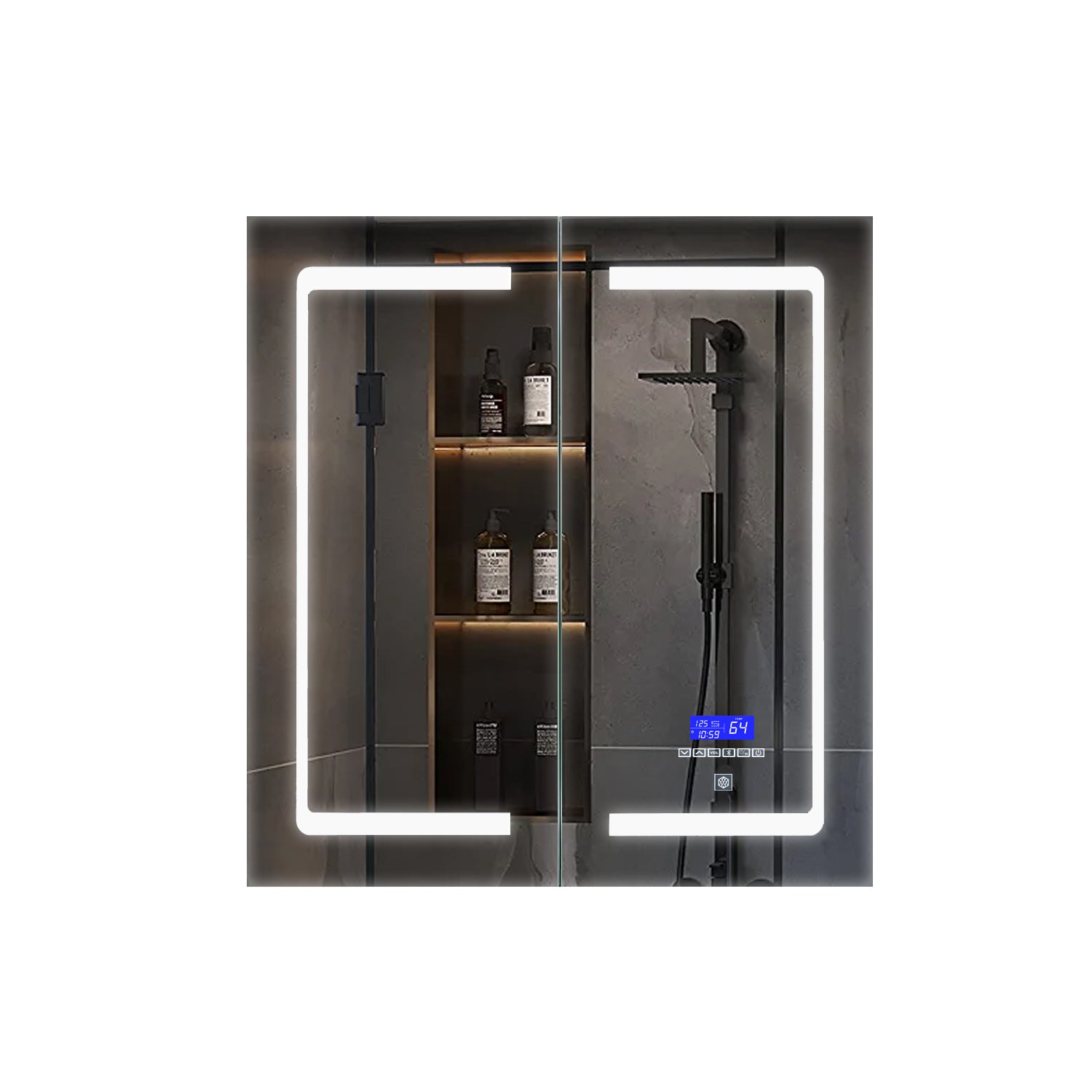 Bracciano 24 in. W x 30 in. H Surface-Mount LED Mirror Medicine Cabinet with Defogger
