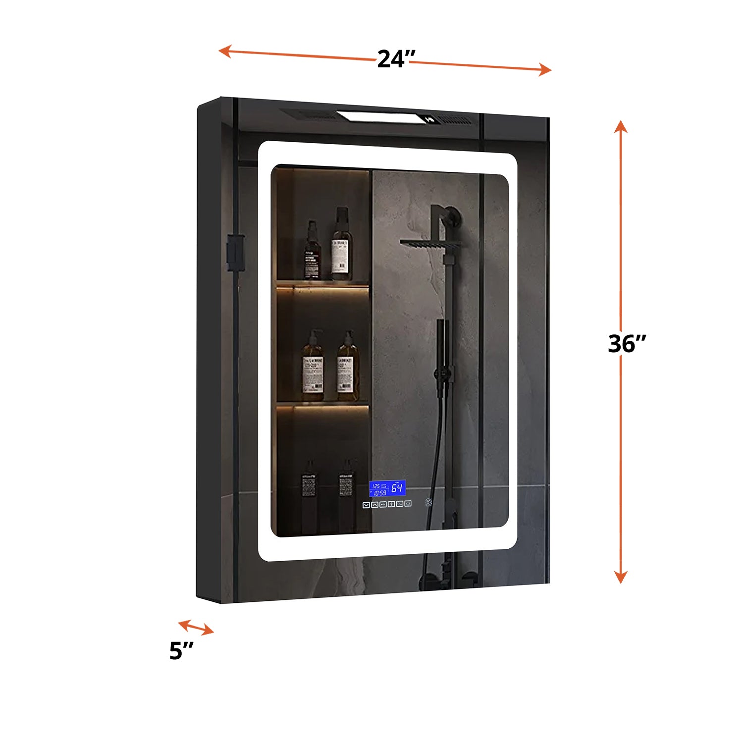 Bracciano 24 in. W x 36 in. H Surface-Mount LED Mirror Medicine Cabinet with Defogger