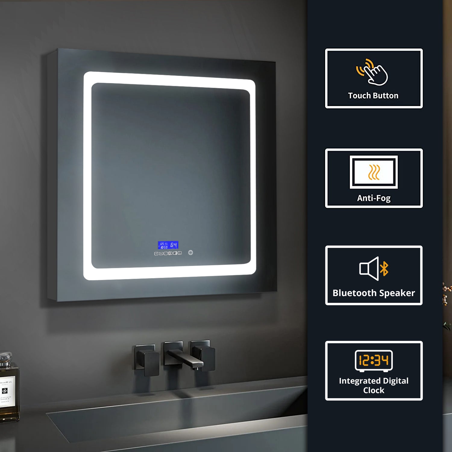 Bracciano 30 in. W x 32 in. H Surface-Mount LED Mirror Medicine Cabinet with Defogger