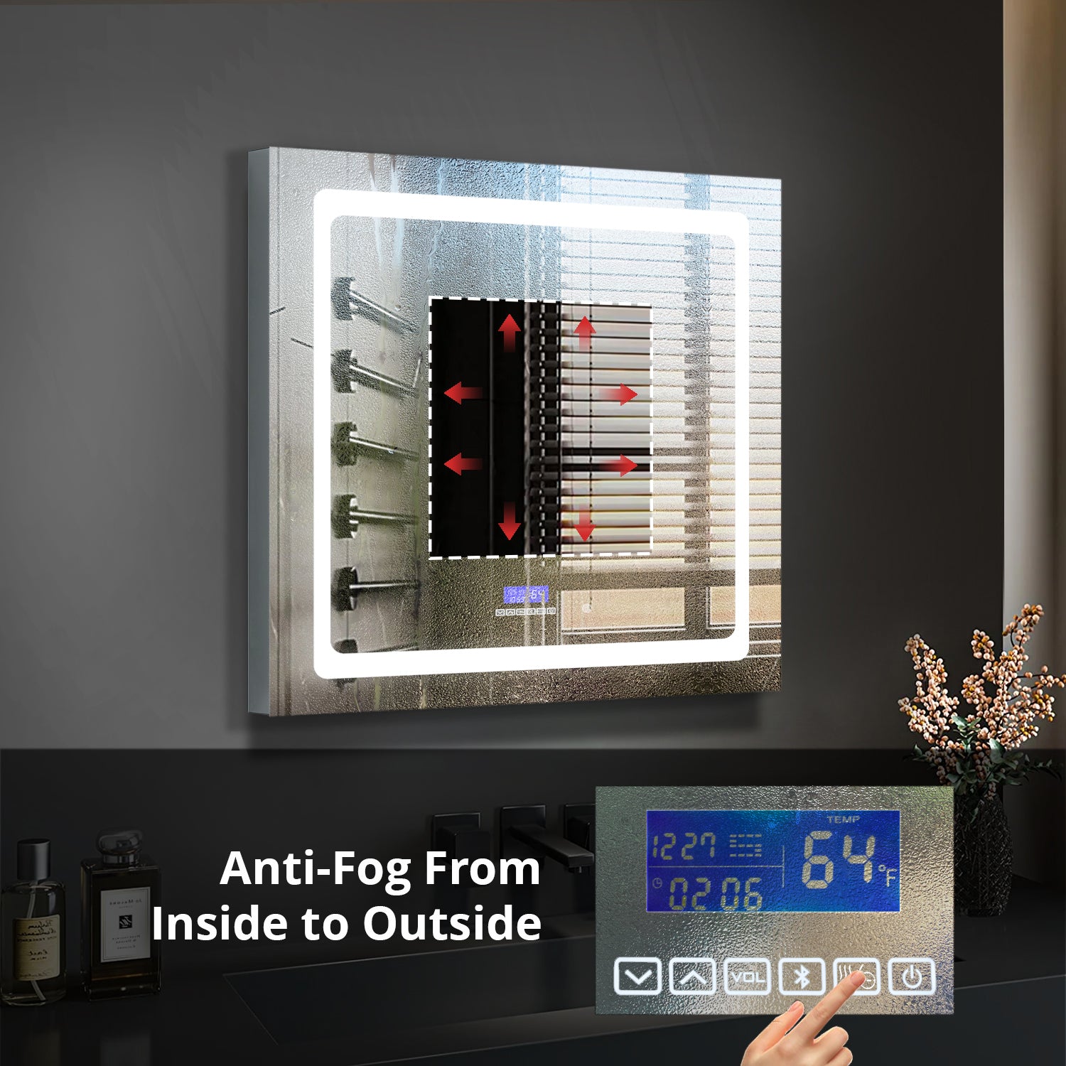 Bracciano 30 in. W x 36 in. H Surface-Mount LED Mirror Medicine Cabinet with Defogger