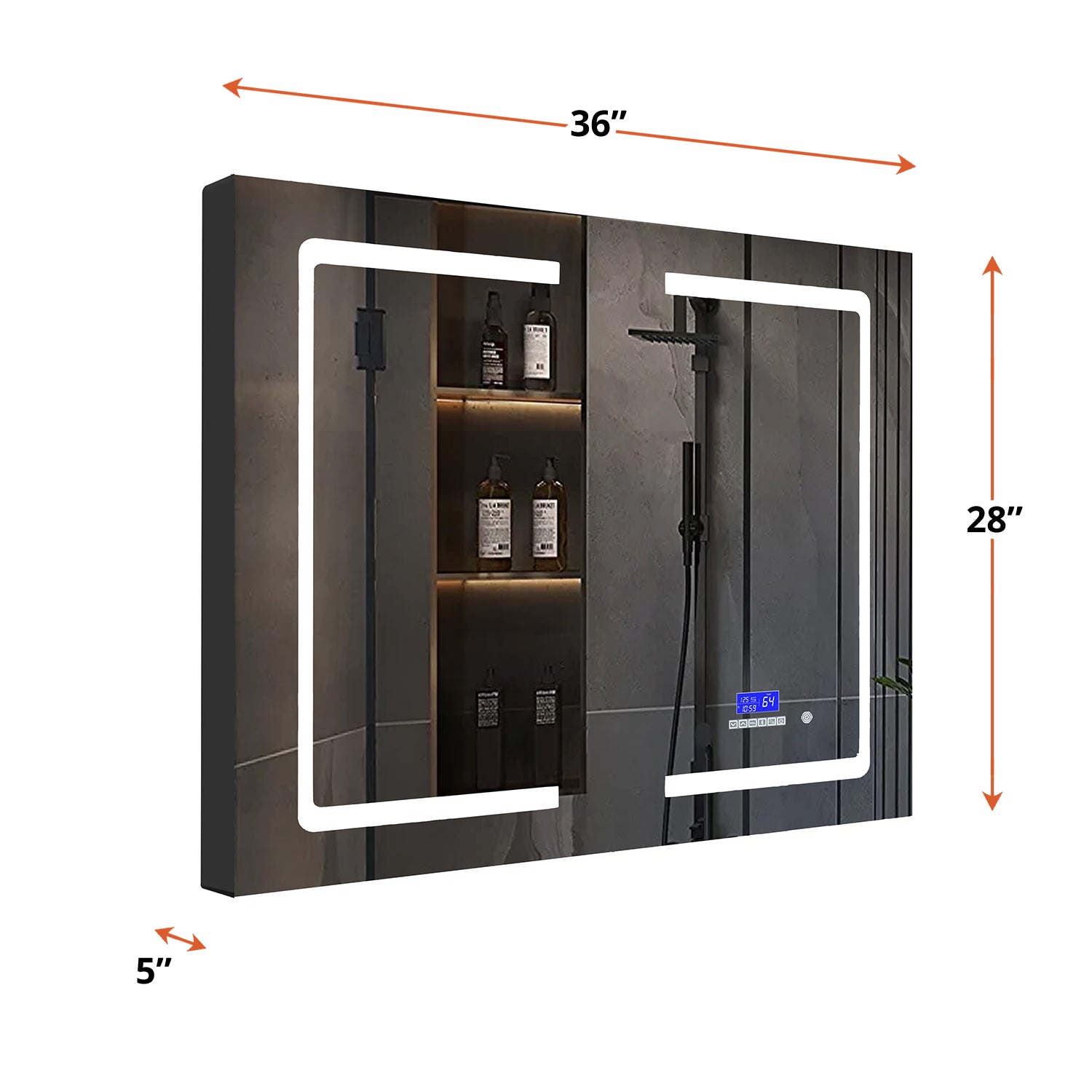 Bracciano 36 in. W x 28 in. H Surface-Mount LED Mirror Medicine Cabinet with Defogger