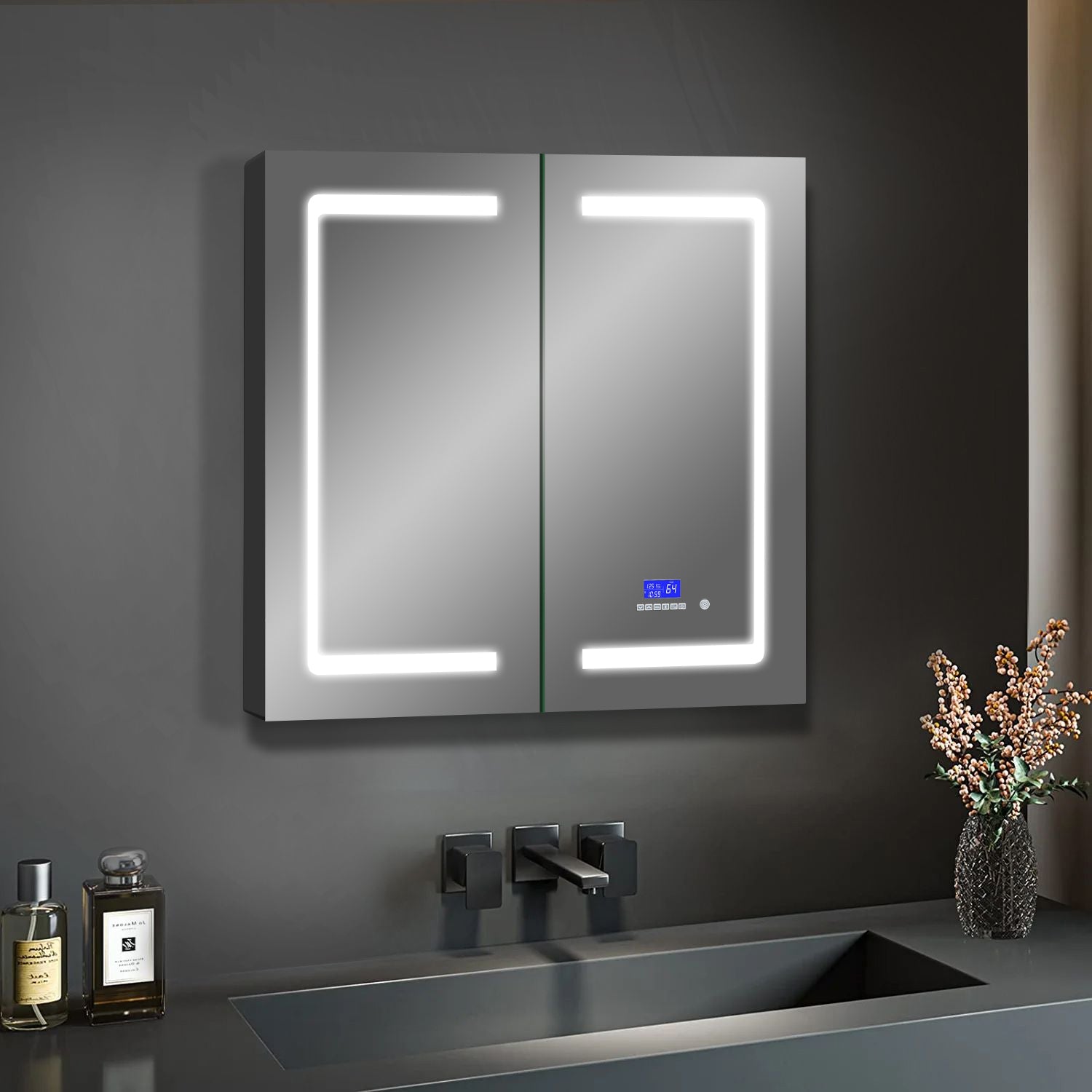 Bracciano 36 in. W x 28 in. H Surface-Mount LED Mirror Medicine Cabinet with Defogger