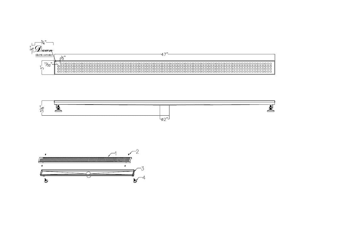 Dawn Brisbane River Series 47" Shower Drain LBE470304