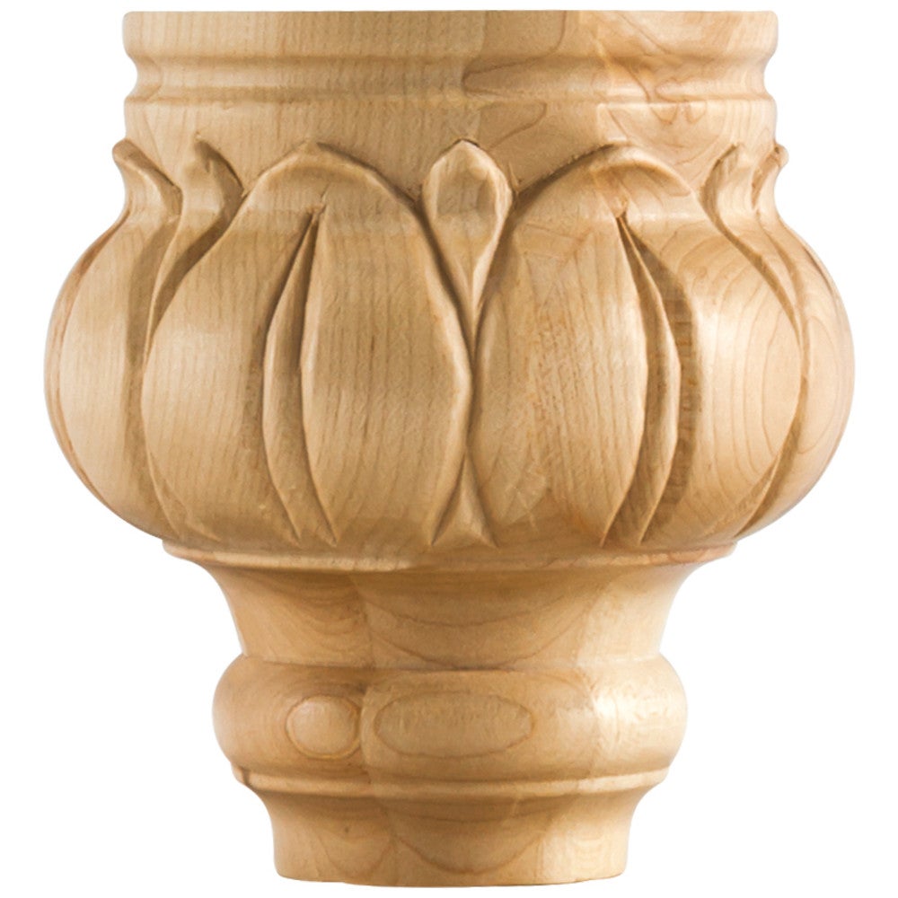 Hardware Resources 4-1/2" W x 4-1/2" D x 4-1/2" H Maple Carved Leaf Bun Foot
