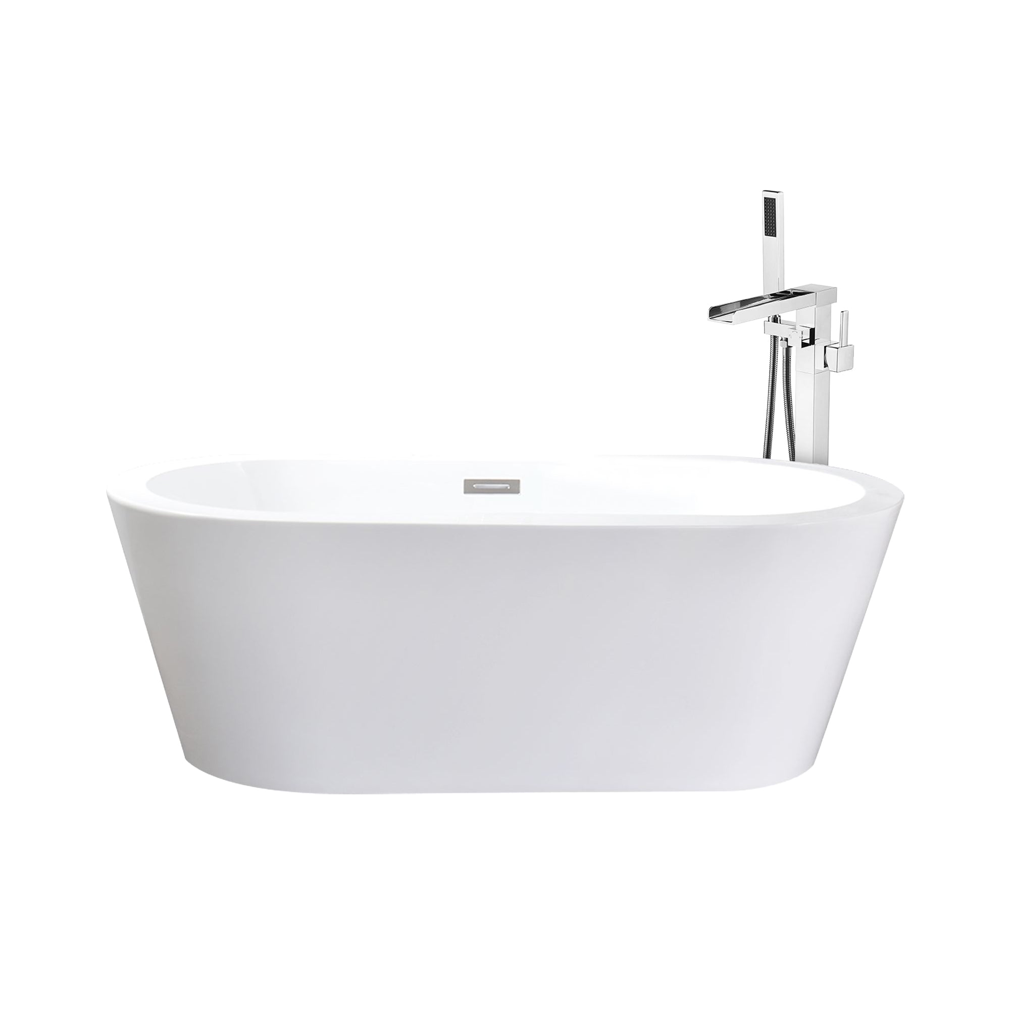 Lure 59 in White Freestanding Acrylic Flatbottom Soaking Bathtub