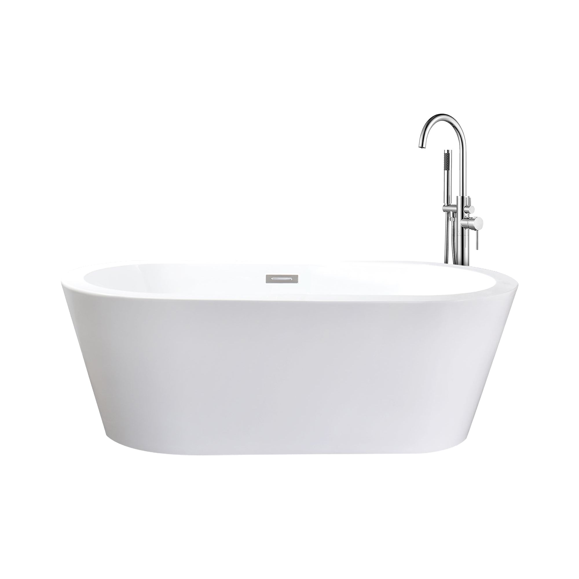 Lure 67 in White Freestanding Acrylic Flatbottom Soaking Bathtub