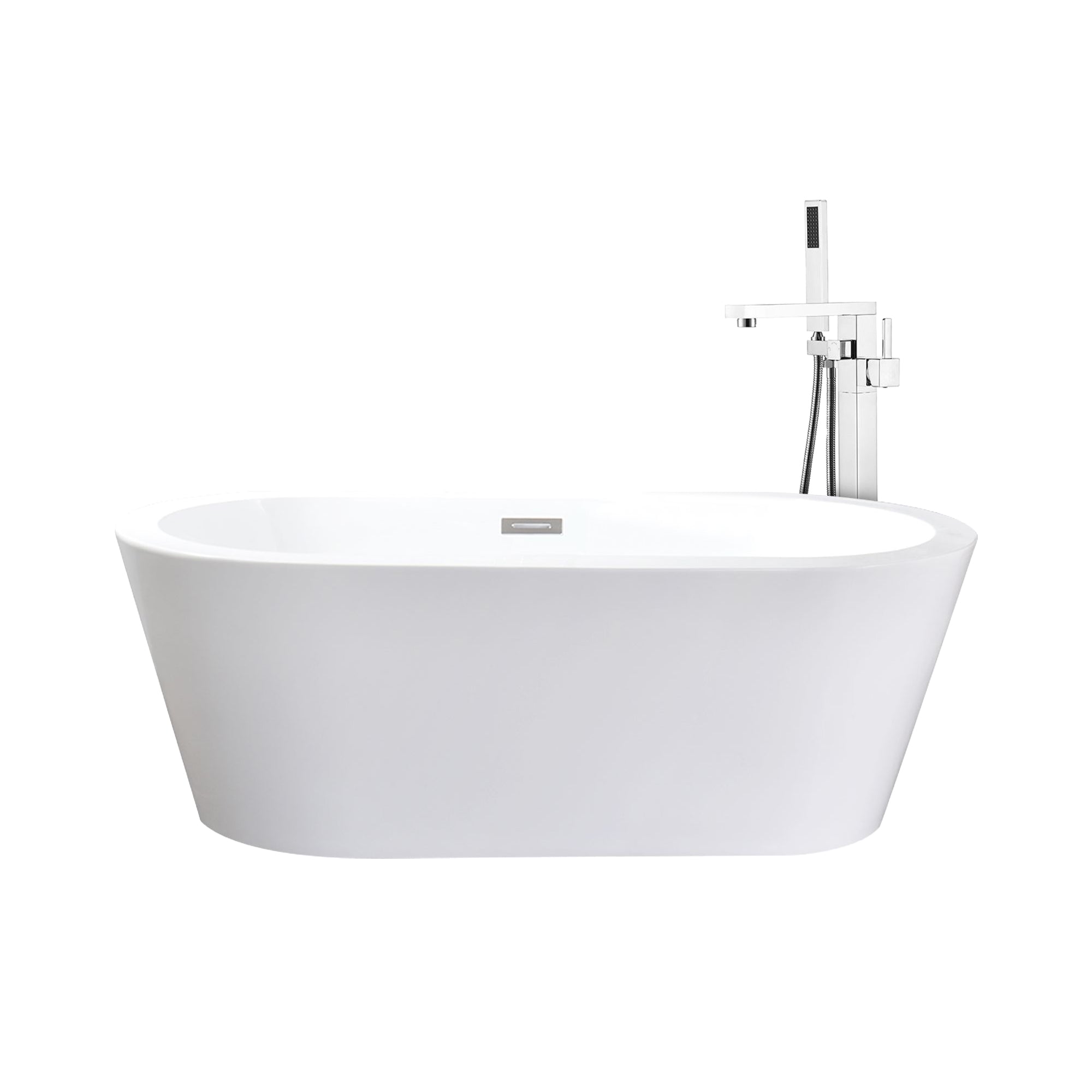 Lure 67 in White Freestanding Acrylic Flatbottom Soaking Bathtub