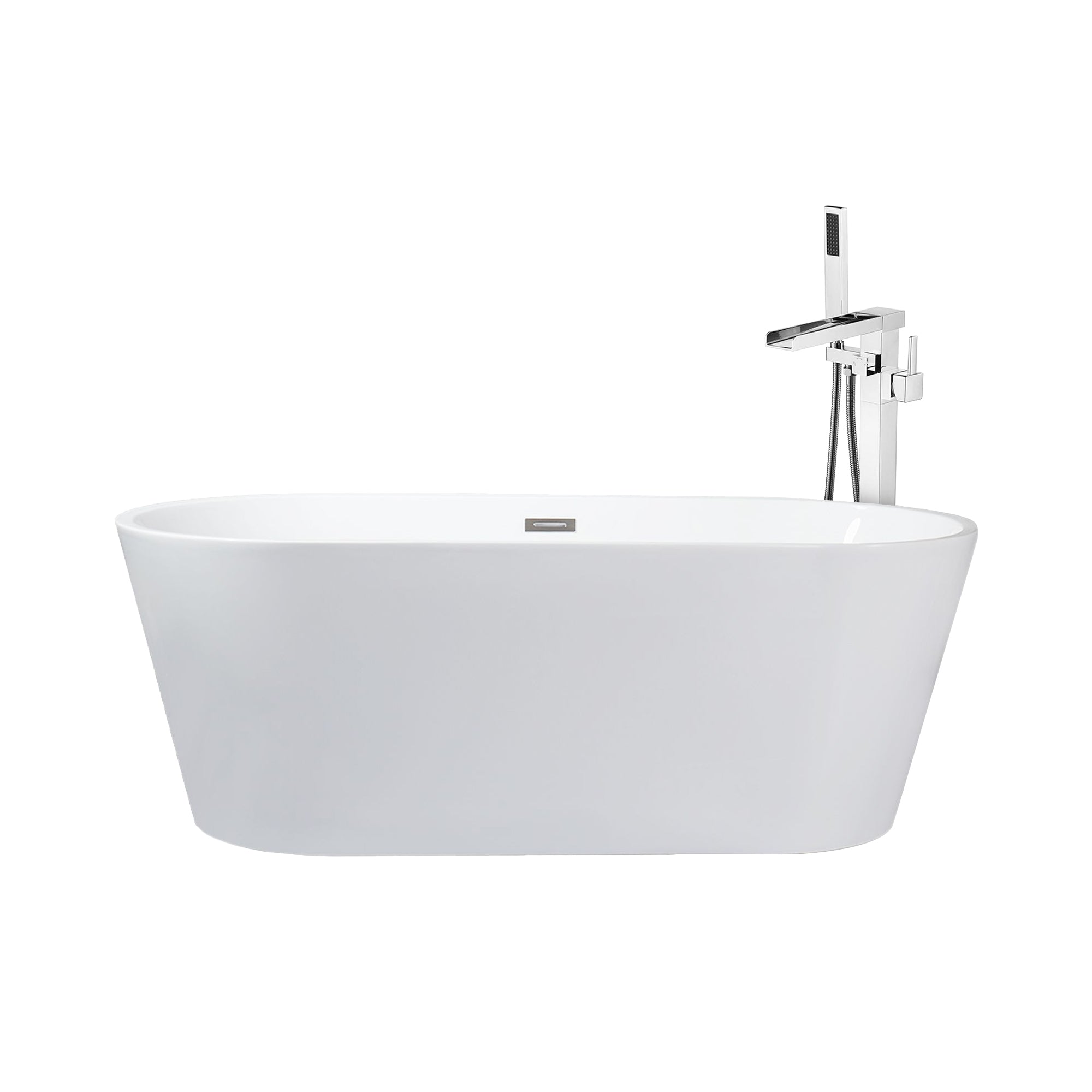 Melina 67 in White Freestanding Acrylic Flatbottom Soaking Bathtub