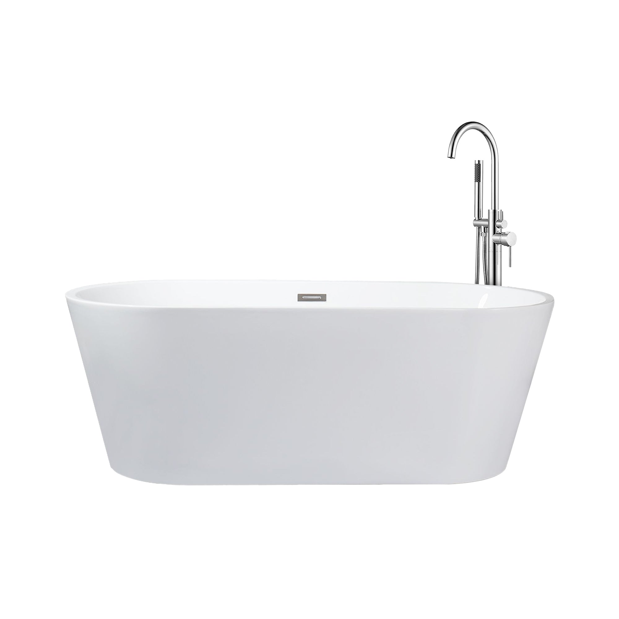 Melina 67 in White Freestanding Acrylic Flatbottom Soaking Bathtub