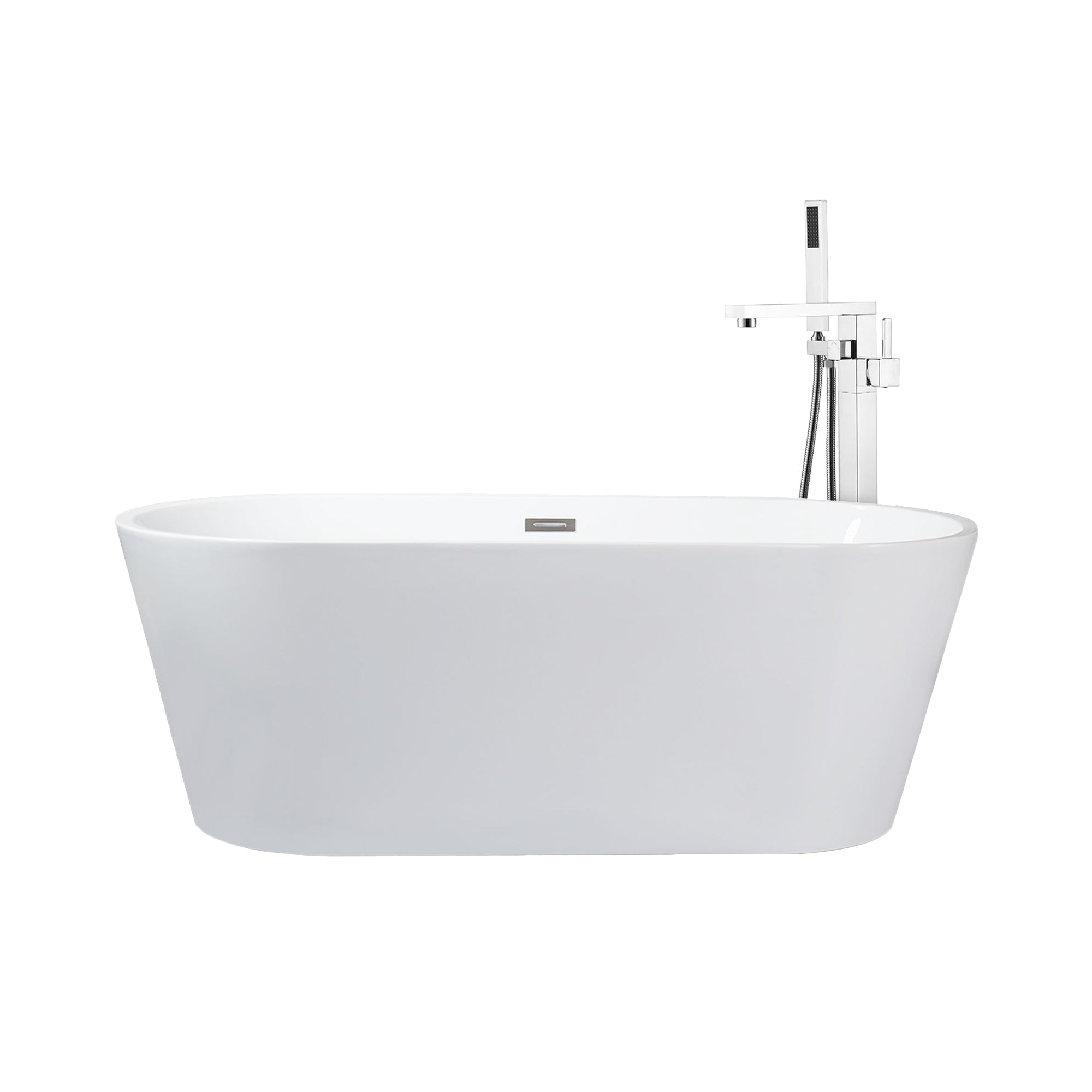 Melina 67 in White Freestanding Acrylic Flatbottom Soaking Bathtub