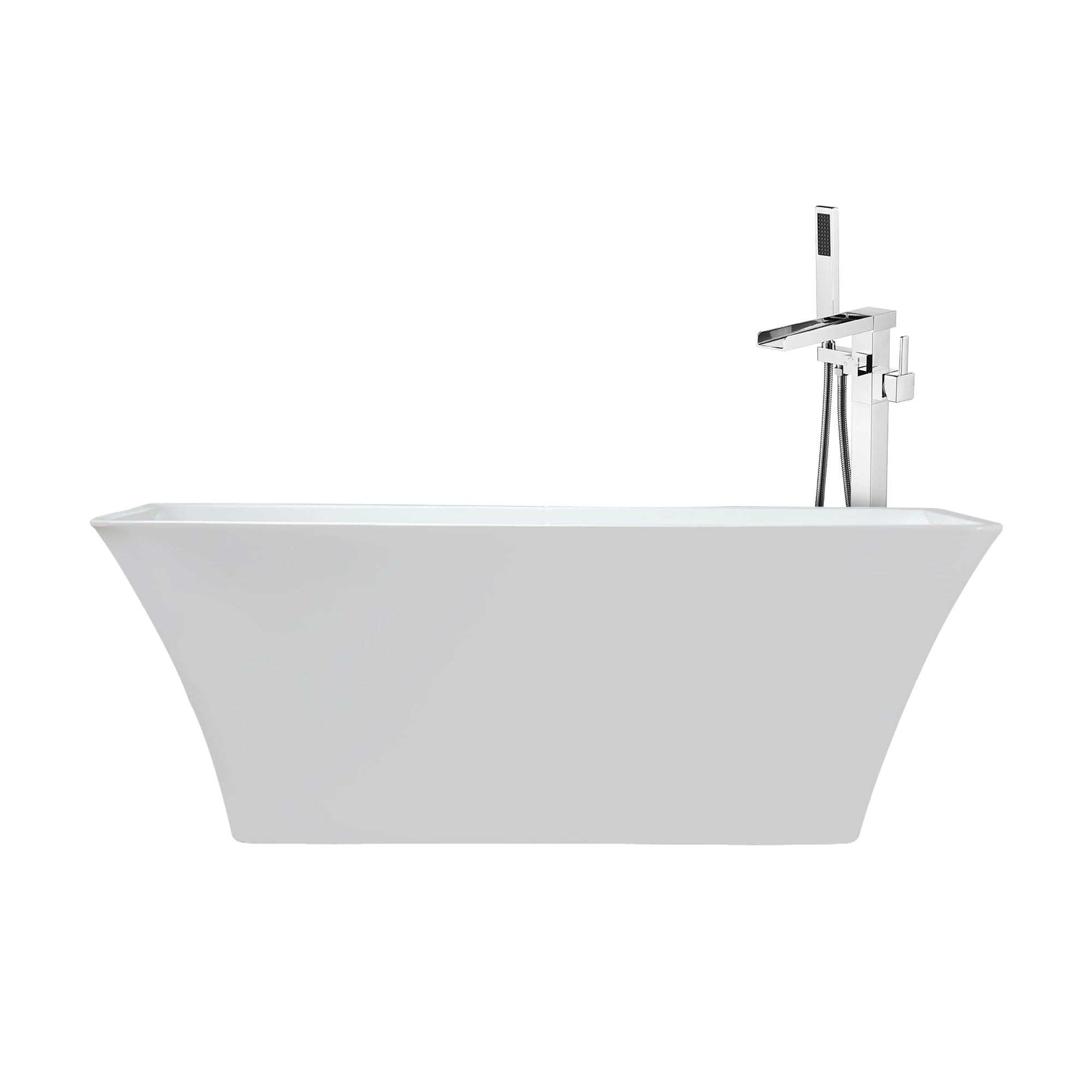 Vinter 59 in White Freestanding Acrylic Flatbottom Soaking Bathtub