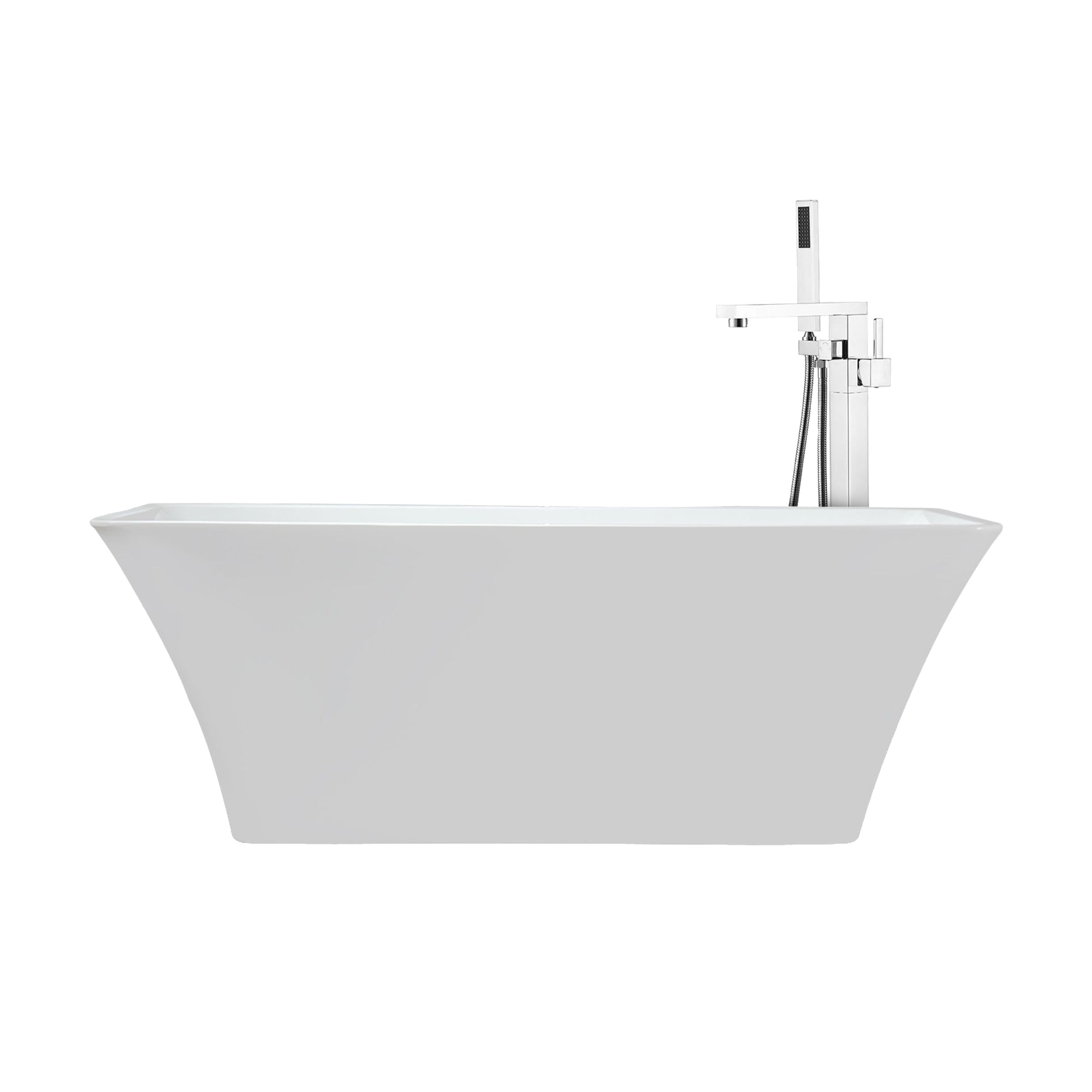 Vinter 59 in White Freestanding Acrylic Flatbottom Soaking Bathtub