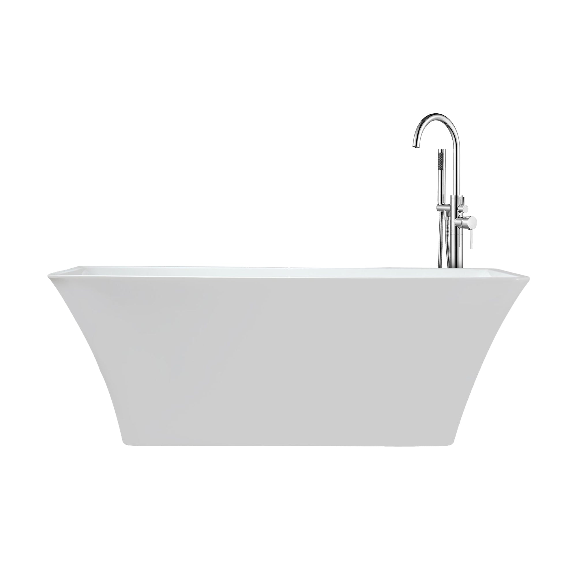 Vinter 67 in White Freestanding Acrylic Flatbottom Soaking Bathtub