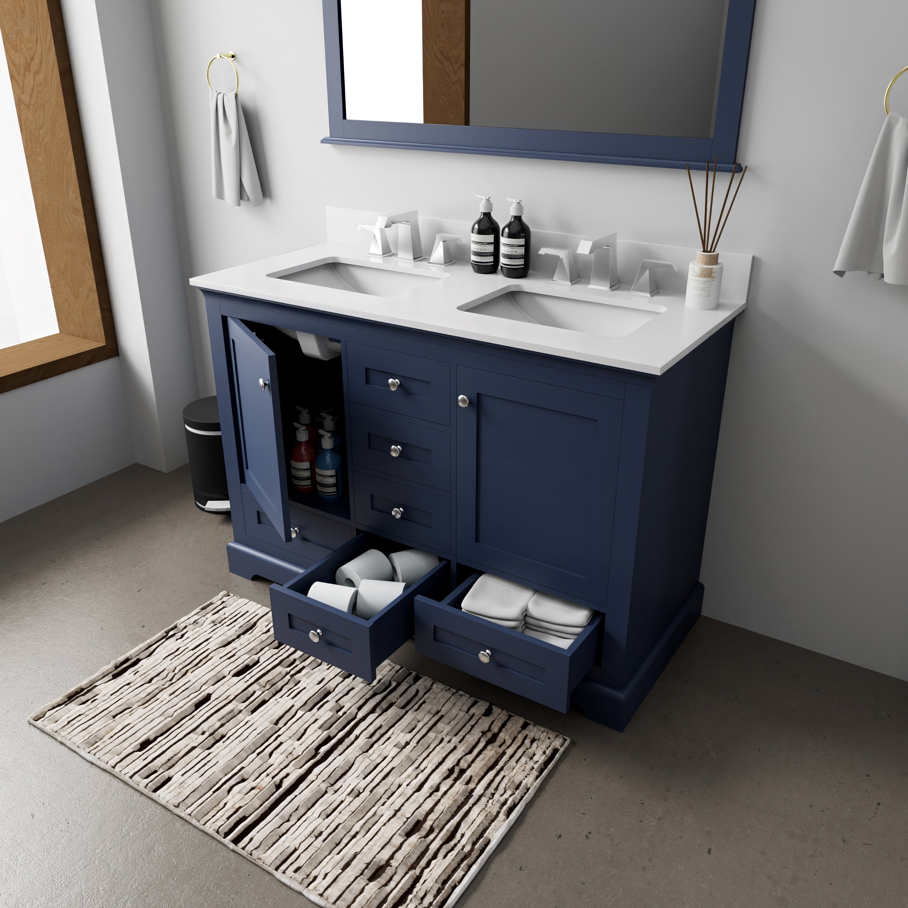 Dukes 48 in. W x 22 in. D Navy Blue Double Bath Vanity